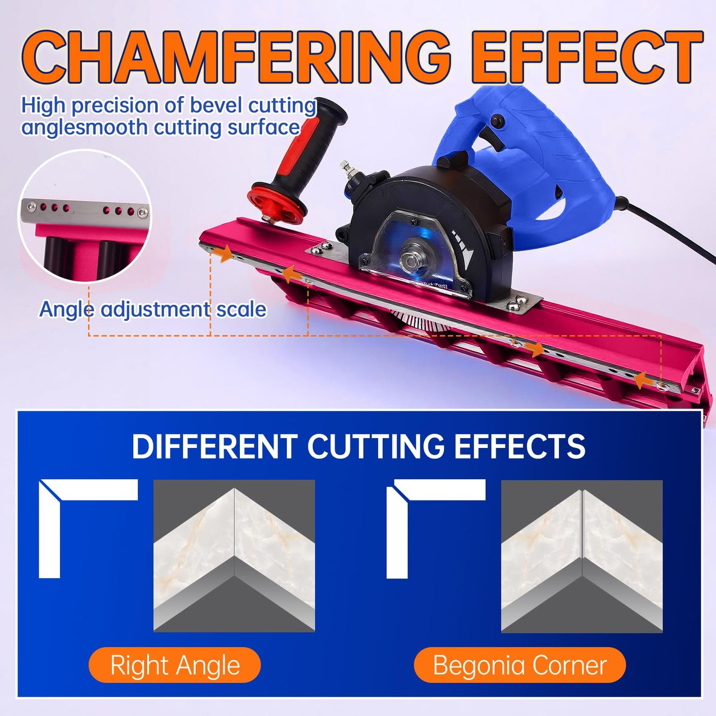 Tile Beveling Tool, 43° Chamfer Machine with 16-Roller Base, Water Cooling & Dust Bag, Edge Bevel Cutter for Porcelain, Ceramic Tile, Marble & Stone