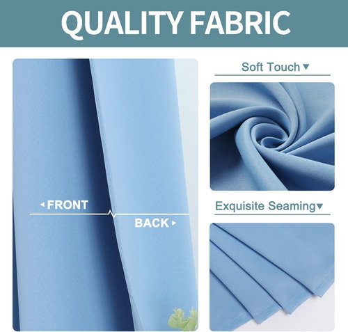 ChrisDowa Grommet Blackout Curtains - Thermal Insulated Room Darkening Panels, Sky Blue, 42W x 63L