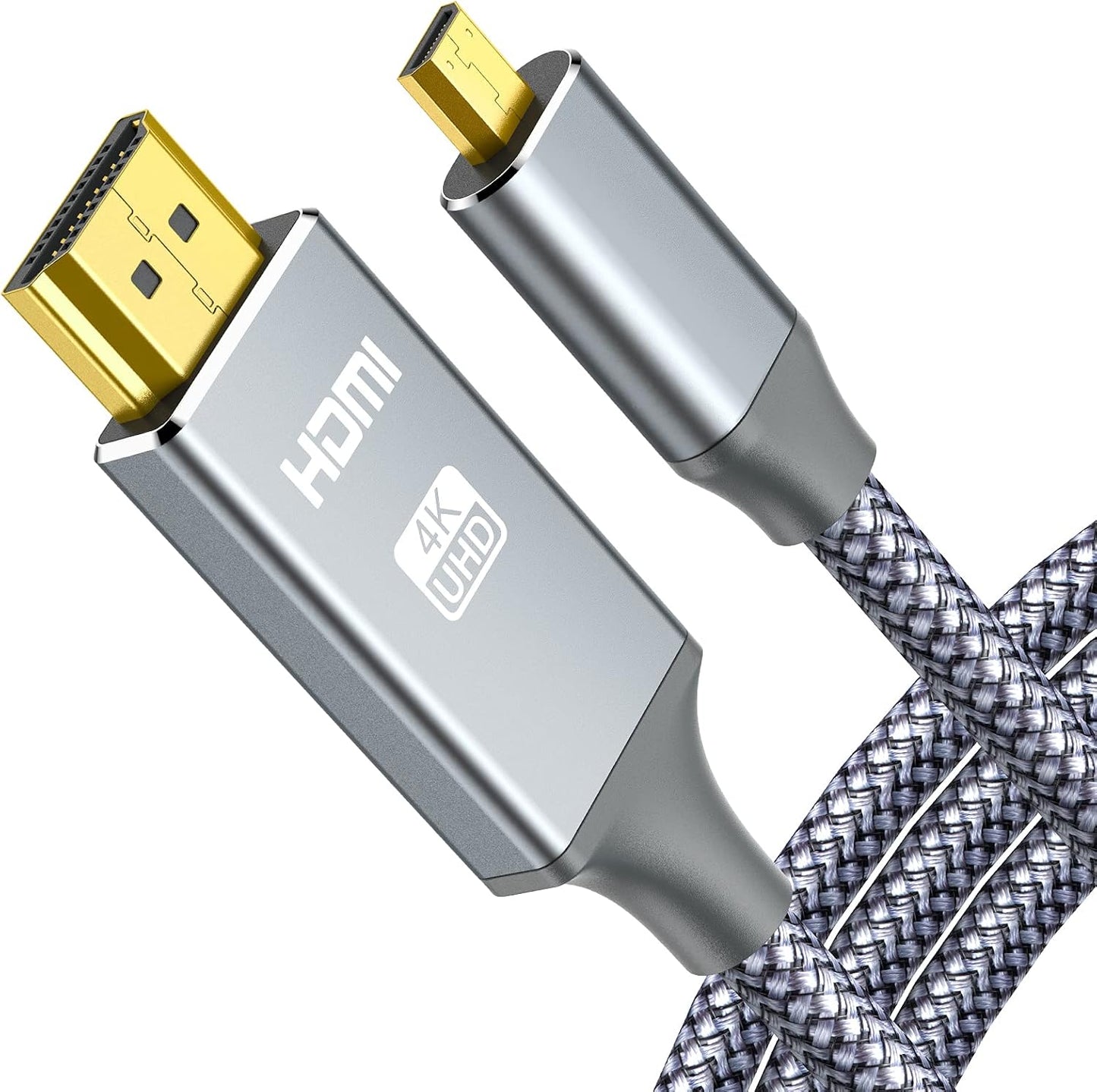 4K 4K@60Hz A6000, A6300, 15FT Micro HDMI to HDMI Male Cable Adapter, HDR Nylon Braid Cord for GoPro Hero, Zfc, RPi