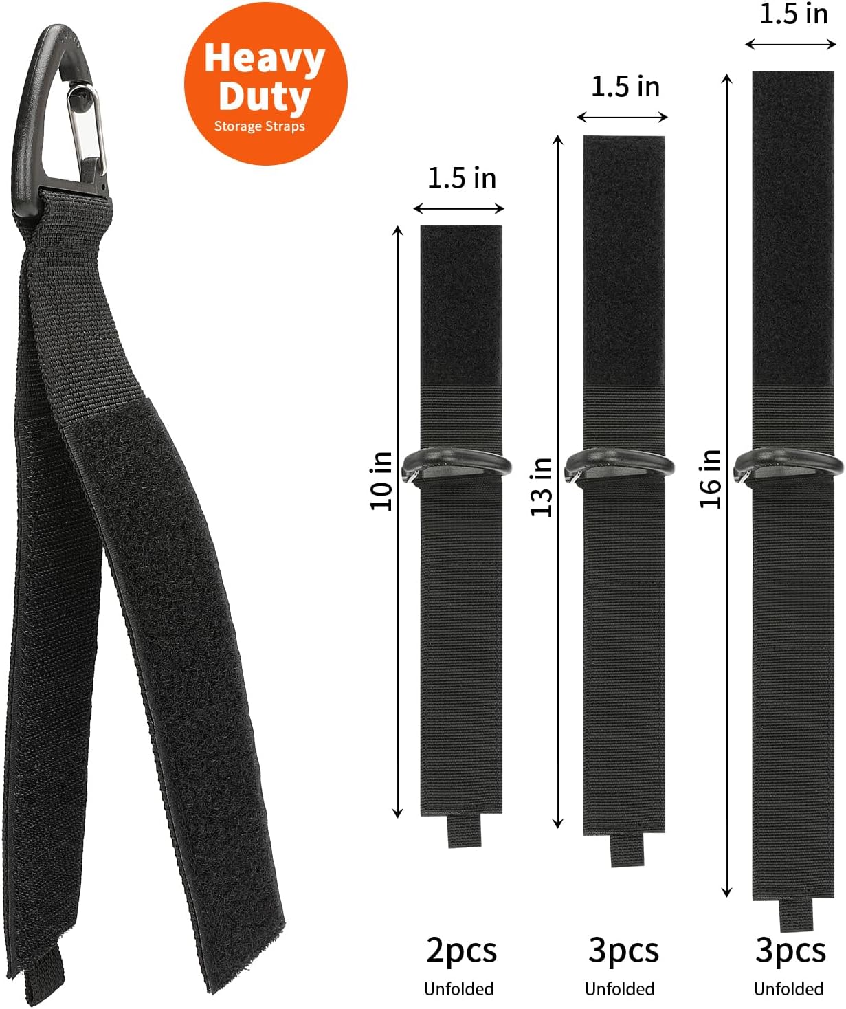 Skiennix Extension Cord Organizer - Heavy Duty Storage Straps for Garage | 8 Pack with Triangle Buckle