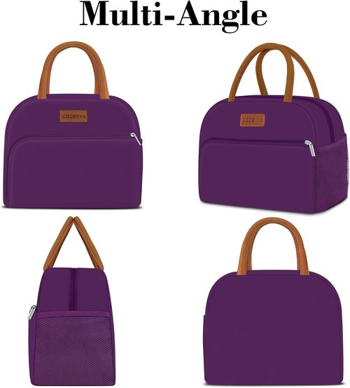Coobiiya Insulated Lunch Bag - Cute & Leakproof Tote for Work, Office, or Travel | Large Capacity - Purple