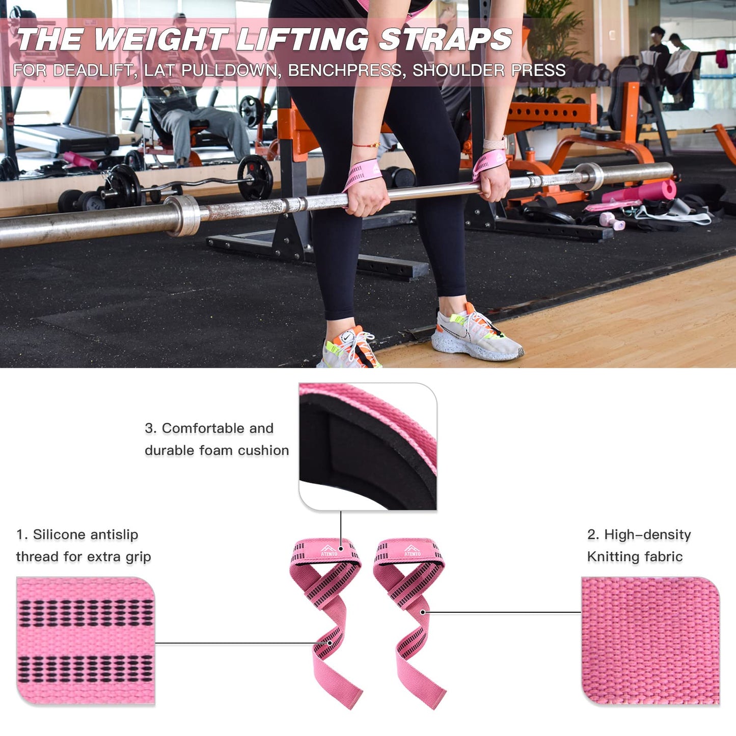 ATENTO 10 Pcs Barbell Pad Set, Hip Thrust Pad for Bench Press, Lunges, Workout, Leg Exercise, Squat Bar Pad (Pink)