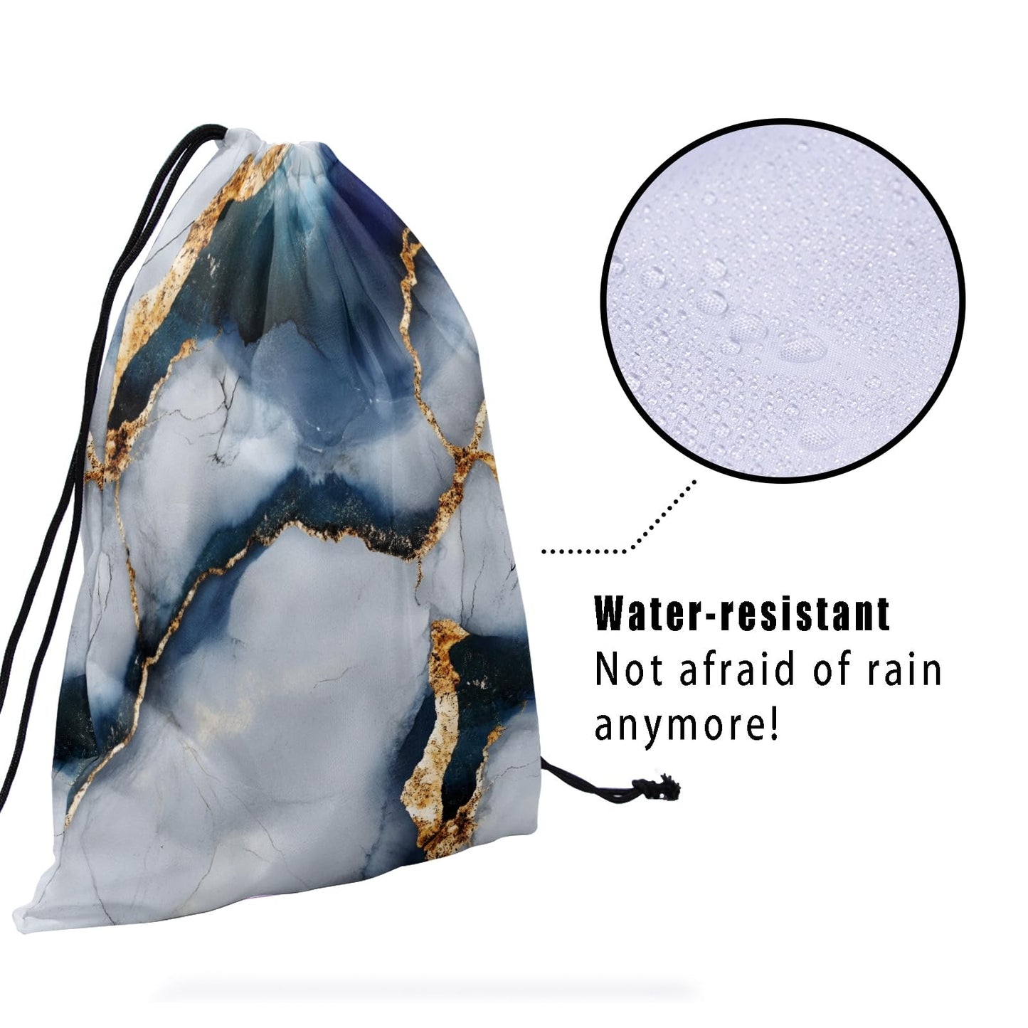 Nerxy Blue Marble Gymnastics Grip Bag - Navy Gray Grip Bags for Gymnastics Mini Gym Bag Marbling Stone Drawstring Storage Pouch Adjustable