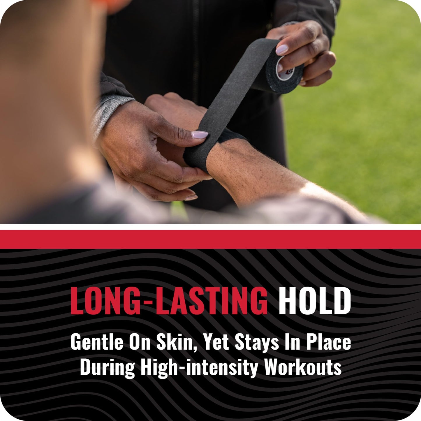 RockTape Athletic Tape for Joint Support – Tearable Sports Tape for Wrists, Ankles, Fingers – Hypoallergenic, Sweat-Resistant, Easy to Apply, 1.5" x 10 Yards, Black, 2 Pack