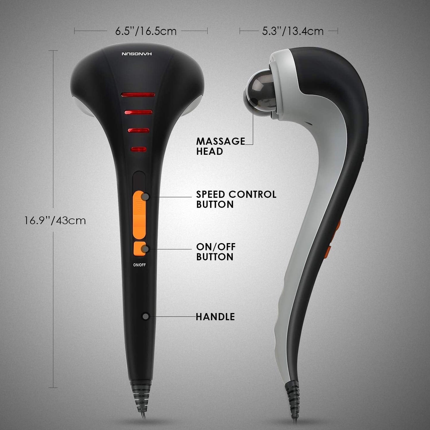 HANGSUN Handheld Neck Back Massager for Pain Relief Deep Tissue, Double Head Full Body Percussion Massage MG400 for Shoulder, Leg, Foot, Muscles