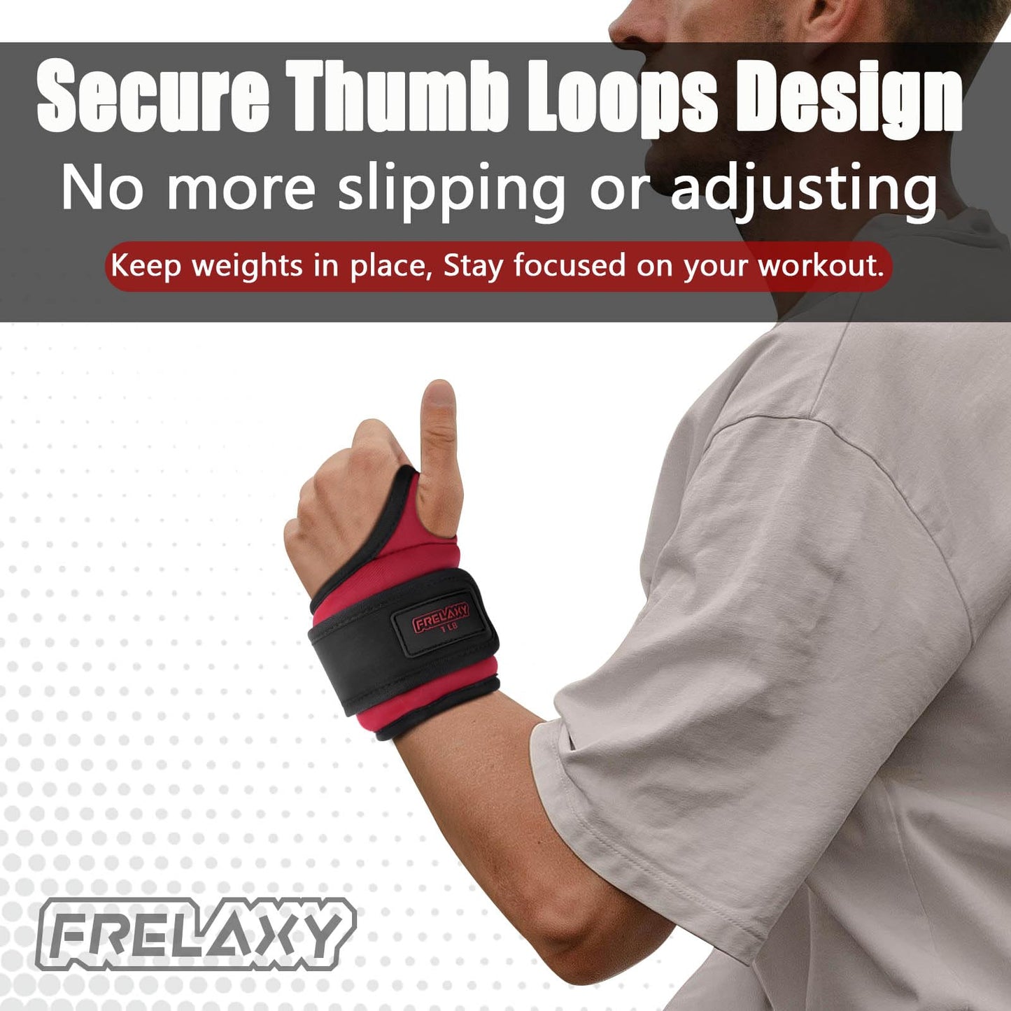 Frelaxy Wrist Weights with Thumb Loops Lock for Men Women 1lb*2 2lbs*2 3lbs*2 Ankle Weights Weighted Gloves for Running Strength Training Yoga Walking Exercises (Red, 1 lb x 2)