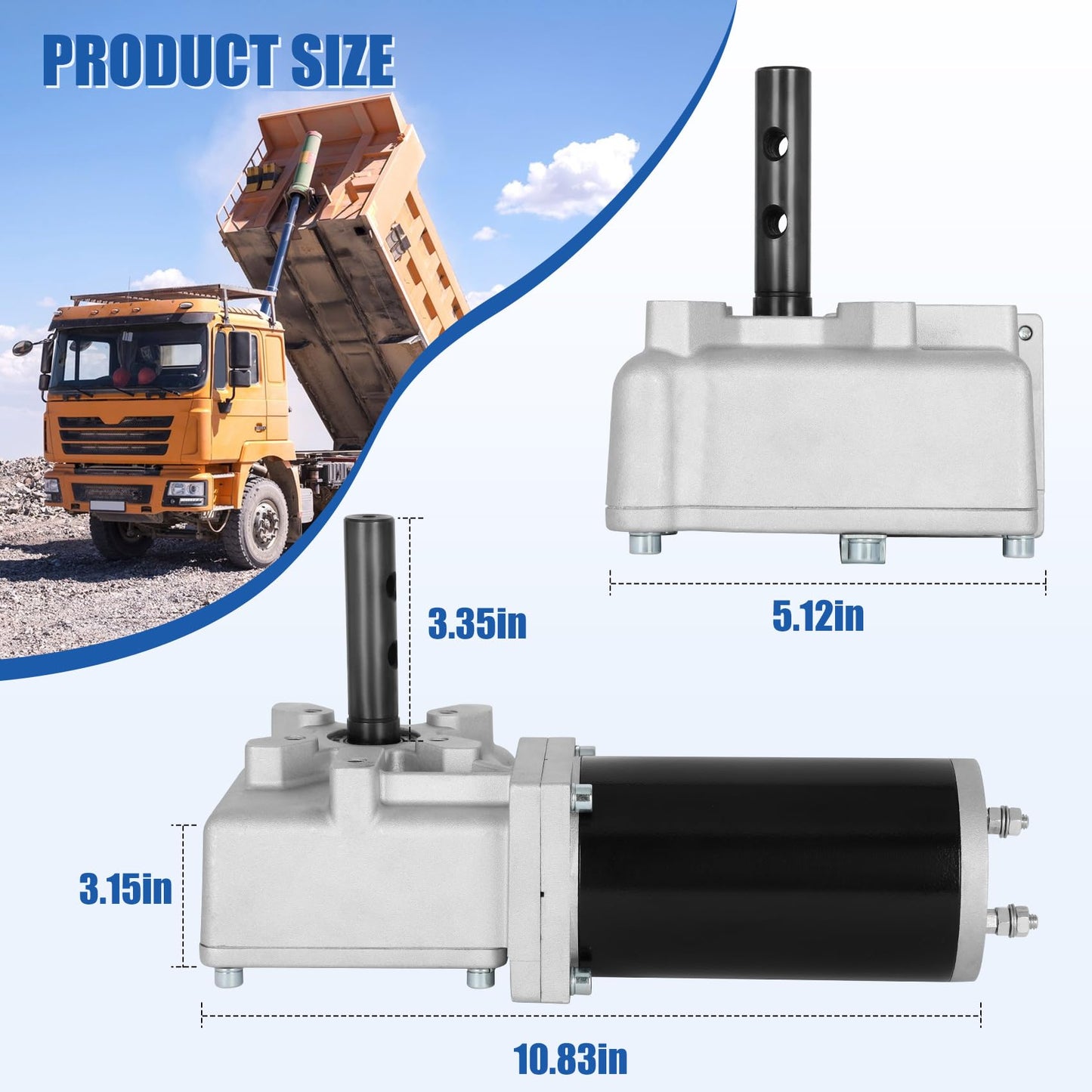 12V 2.0 HP 90:1 900 Watt Dump Truck Roll Tarp Motor with Chrome Cover,Universal Replacement Dump Truck Trailer Tarp Motor, fit for Transport Trucks, Heavy Trucks(1 Year War/y)