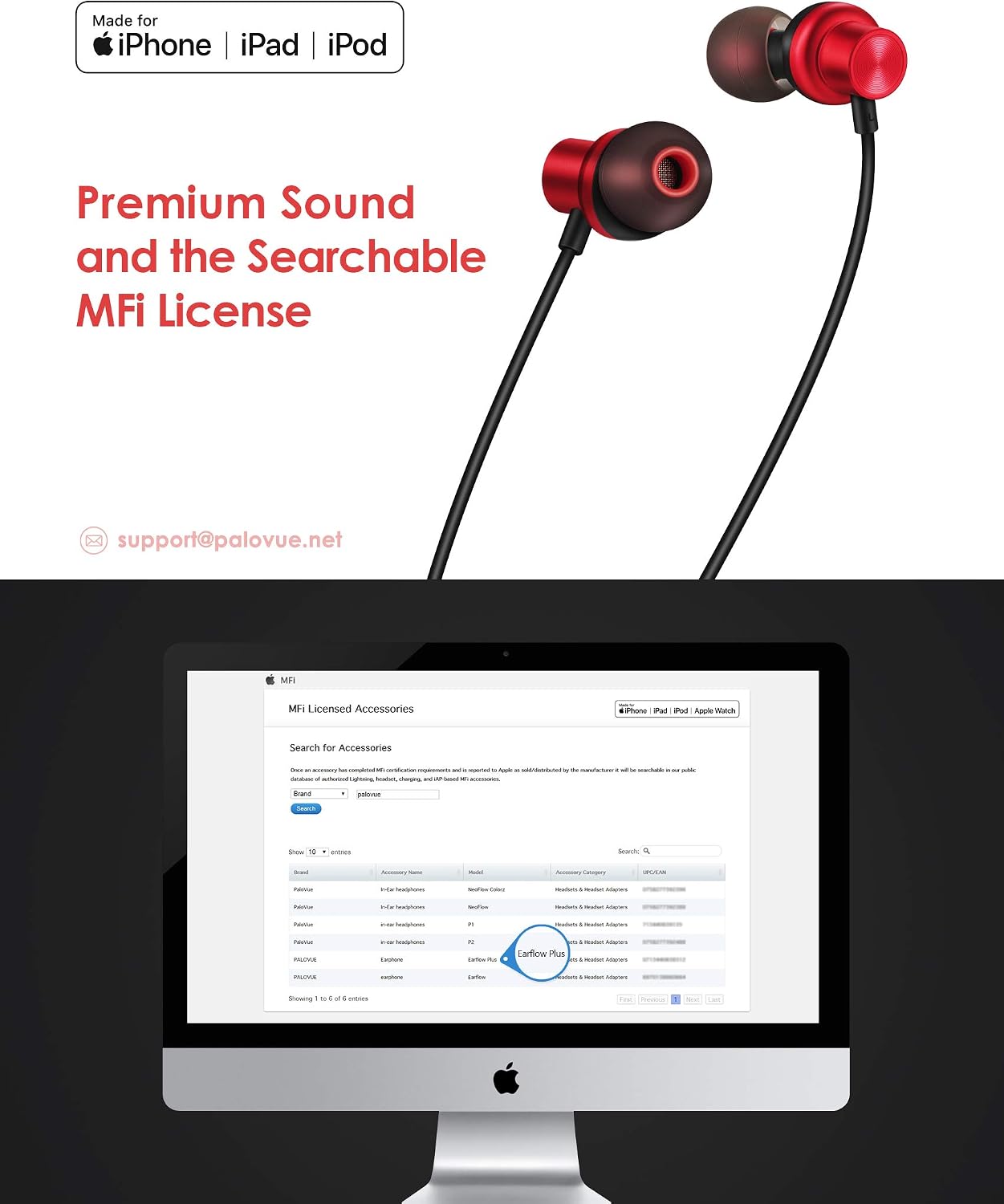 13/12/11 Max/XR/8/7 PALOVUE Lightning Earphones - Magnetic In-Ear Earbuds with Mic & Controller - Compatible iPhone Pro