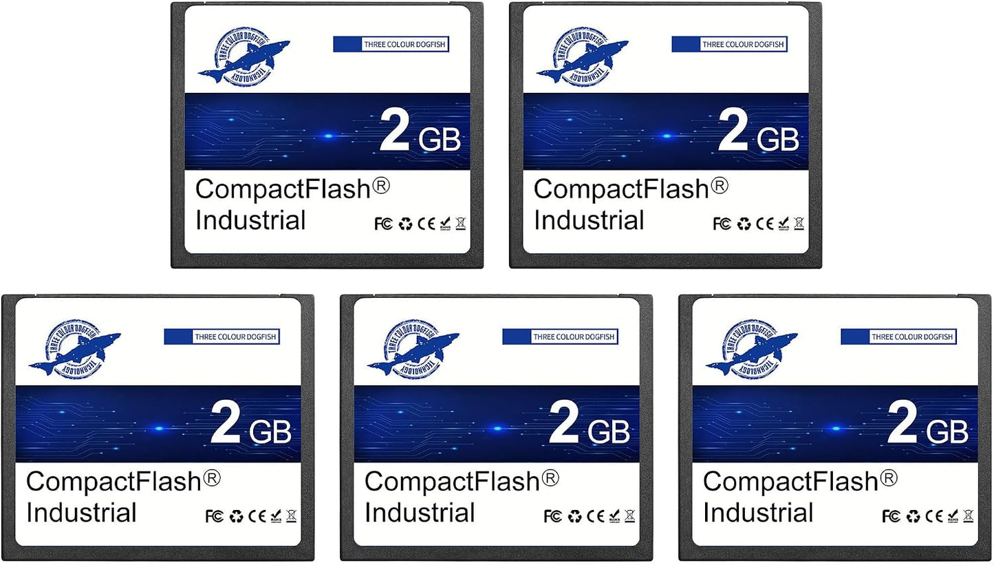 THREE COLOUR DOGFISH 2GB 5Pack FAT16 Dogfish CF Card Compact Flash Memory Type I Card for Industrial Equipment