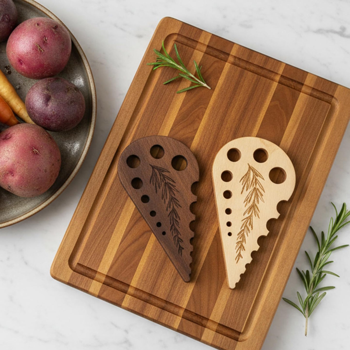 2 PCS Herb Stripper, Herb Stripper Tool for Fresh Herbs, Herb Strippers for Efficient Leaf and Stem Removal, Exquisite Herbstripper Bowl Gifts for the Kitchen Suitable for Home Use & Chefs