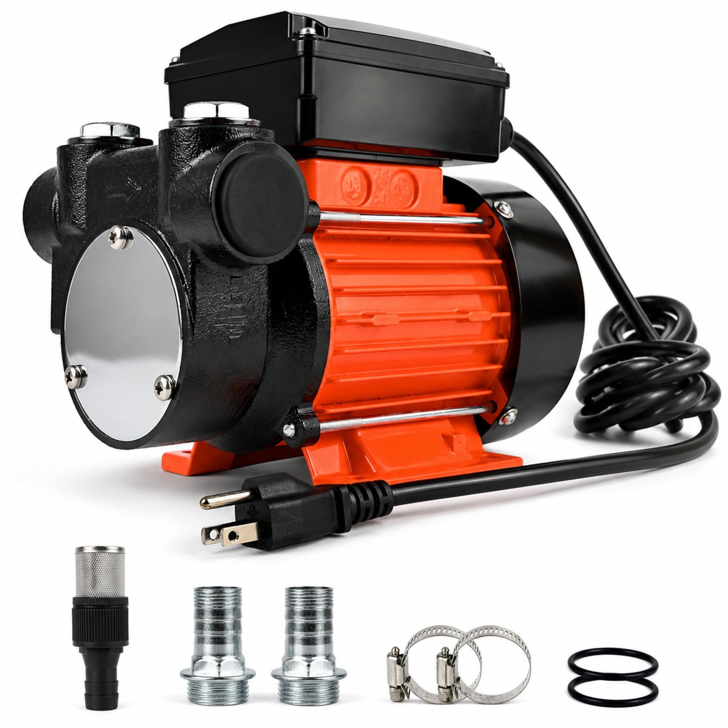 CALENON 110V Fuel Transfer Pump, 1/2 HP 18 GPM Diesel Oil Transfer Pump, Self-Priming Electric Fuel Pump with 3/4" NPT Fittings & Strainer for Diesel, Kerosene, Biodiesel