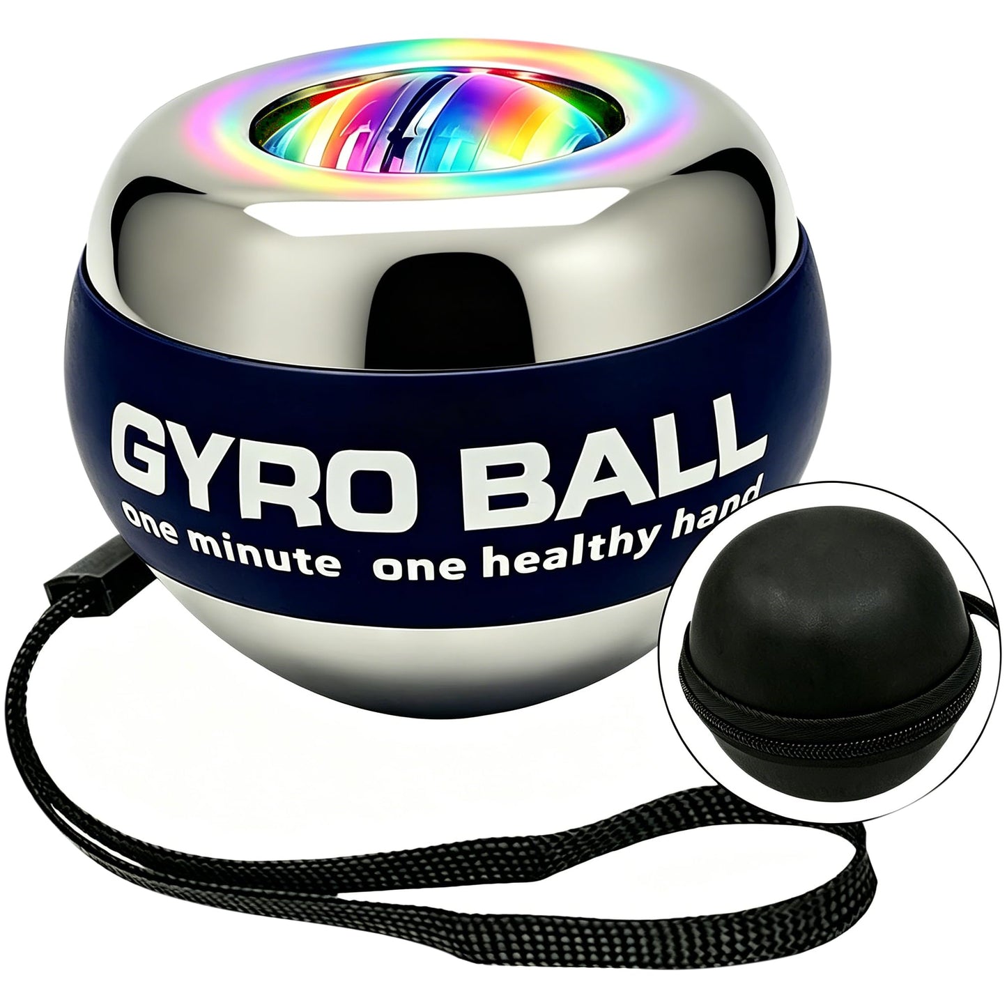 EXBEPE Metal Torque Ball with Light, Weighted Auto-Start Gyro Ball Hand Wrist Forearm Trainer and Strengthener for Exercise Joint and Muscle with Bag