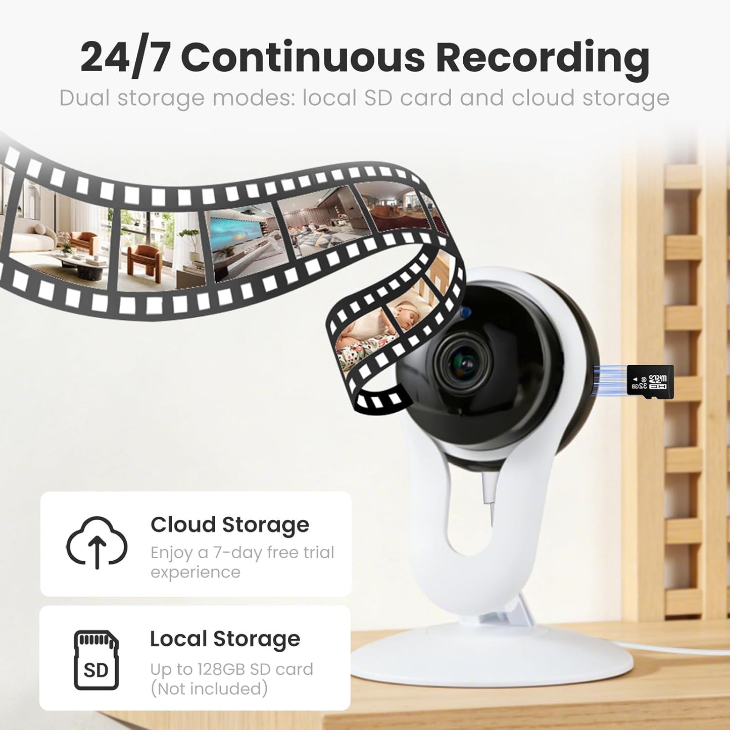 woomo 2 Pack 2K 2-Way Setup 2.4G Indoor Camera for Pet & Baby Monitoring, Clear View, Motion Alerts & Night Vision