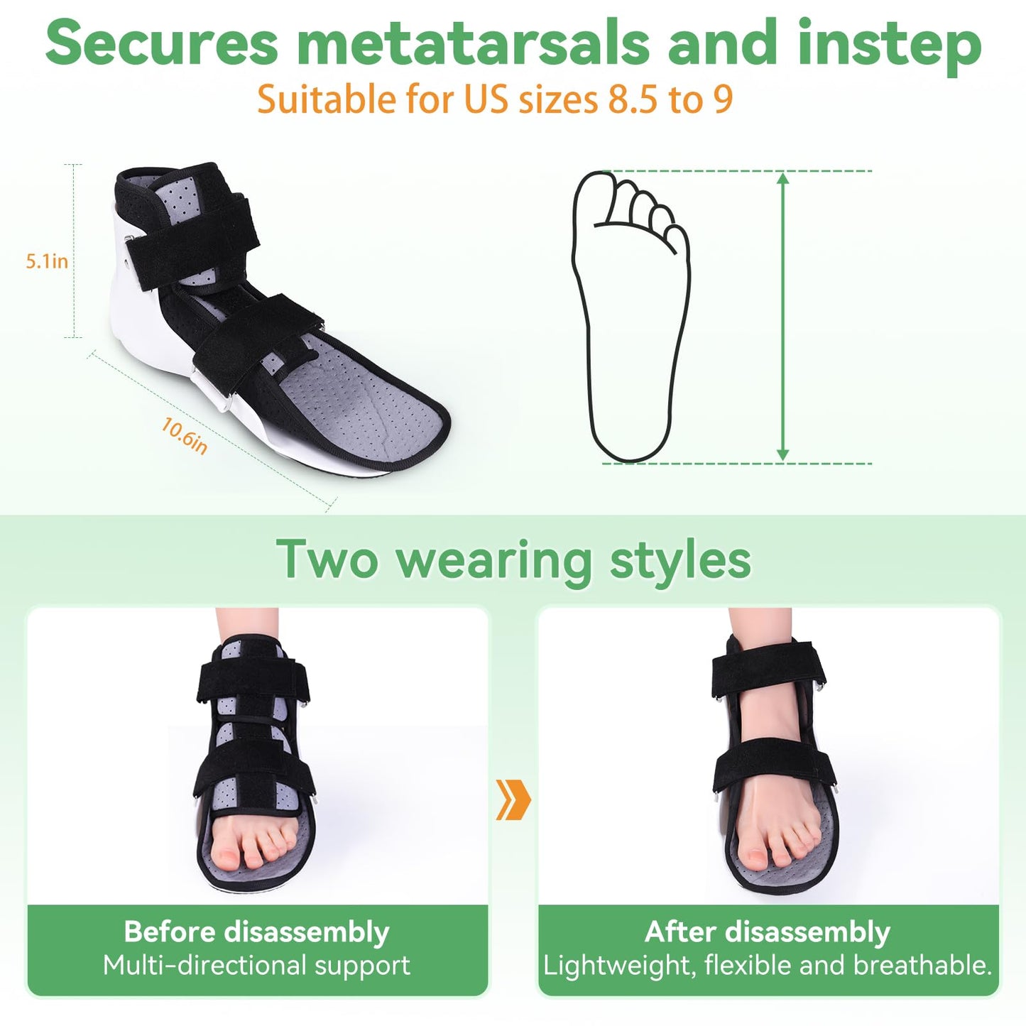 GRLEAYIE Walking Boot for Broken Toe Injuries, Sprained Ankles, Metatarsal Stress, Post-Op Support Right Foot Fracture Shoe Fits Men and Women, Stable Ankle Joints Postoperative Recovery Pain Relief
