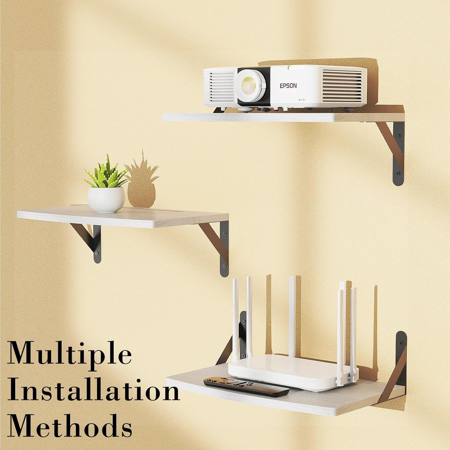 15.7 9.8 inch DAWASAPAT Projector Wall Mount Floating Shelf, * White Mini Shelf Stand/Rack Holder/Router Shelf Modem