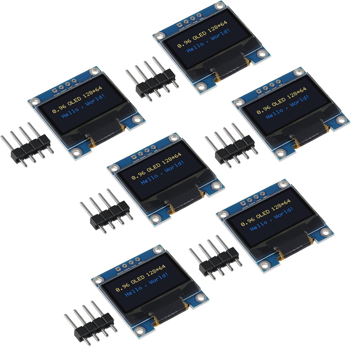 DWEII 6PCS I2C 128X64 0.96 Inch SSD1315 R3 OLED Display Module IIC Display Module Yellow Blue Two-Color Display