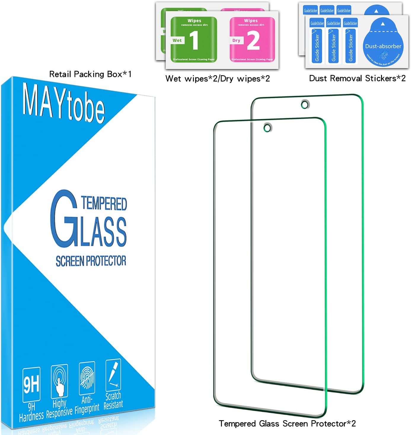 [2 Pack A54 5G MAYtobe Screen Protector Designed for Samsung Galaxy Tempered Glass, Anti-Scratch, Bubble Free, Easy