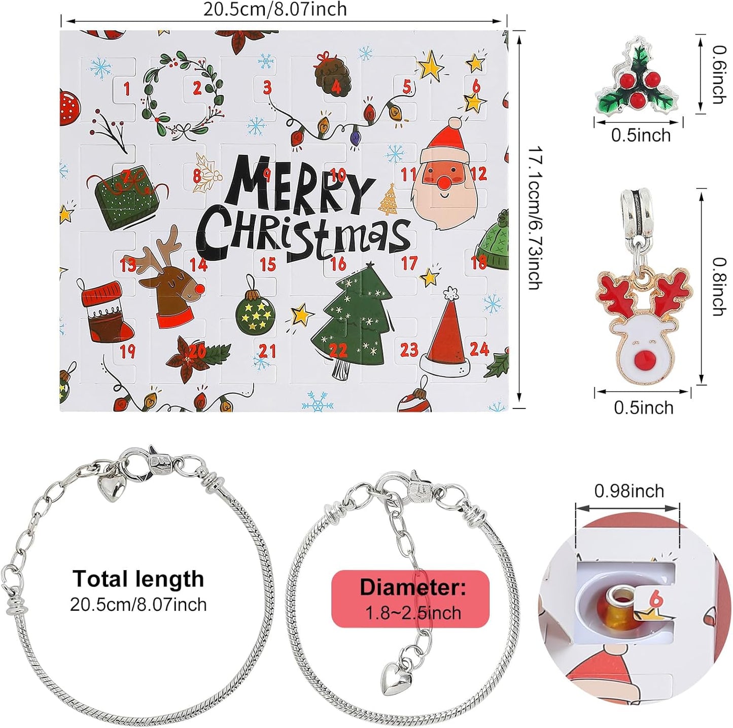 Regine Switzerland Christmas Advent Calendar Bracelets - 24-Day DIY Jewelry Kit for Women
