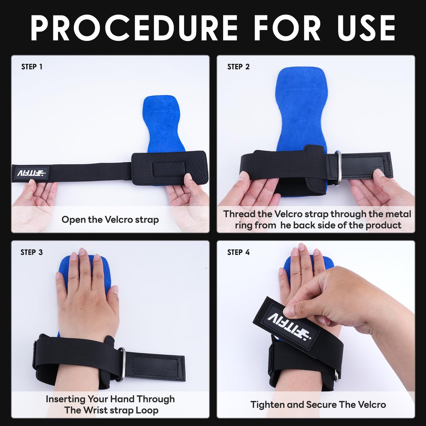FITFIV Weight Lifting Wrist Strap, Double Leather Weightlifting Wrist Straps for Gym Strength Training, Neoprene Padded Wrist Wraps - for Men & Women (Pair)