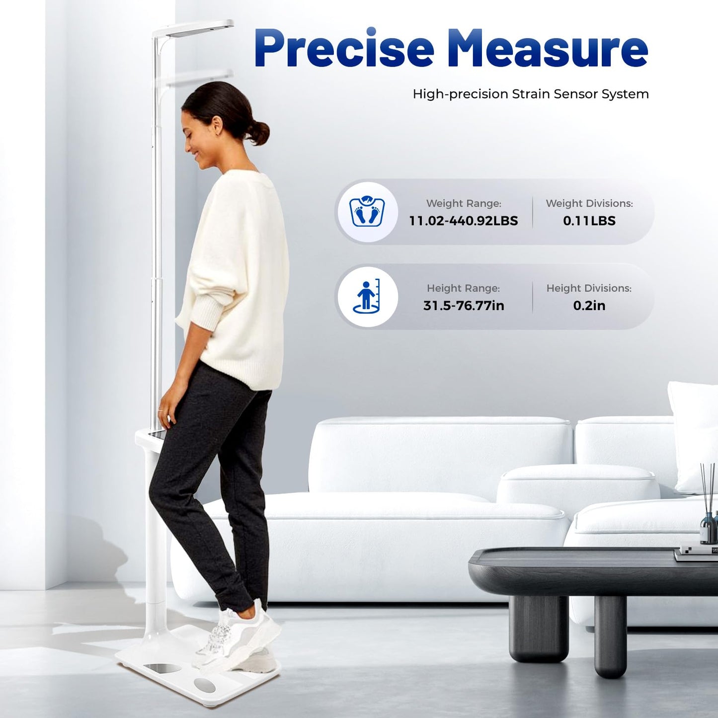 Medical Office Scale,Smart Physician Scale, Medical Scale for Weight and Height Measurement, Non-Contact Sonar Ranging All-in-One LCD Display for Measuring Weight, Height, Obesity, BMI and More