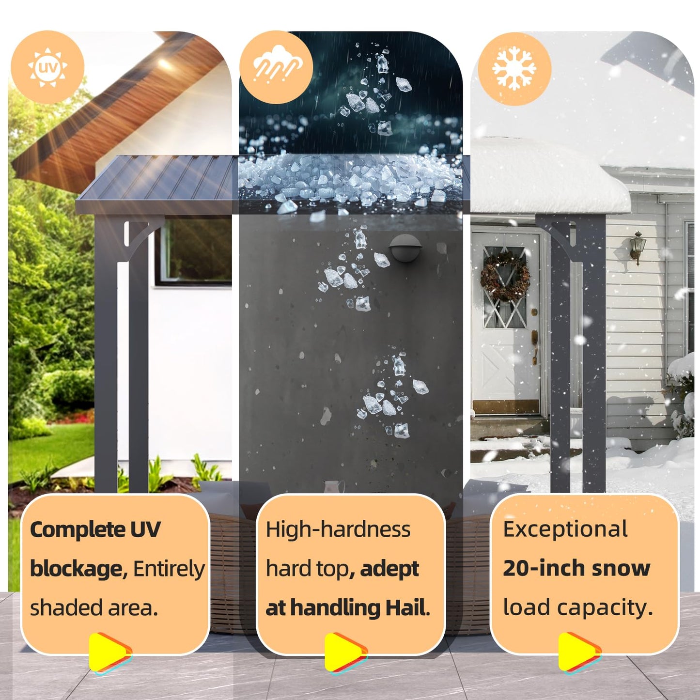 AECOJOY 14' x 8' Outdoor Hardtop Metal Gazebo for Patio, Large Lean to 8x14 Galvanized Steel Wall Mounted Pergolas and Grill Gazebos Clearance, Patio Roof Heavy Duty Awnings for Backyard, Decks