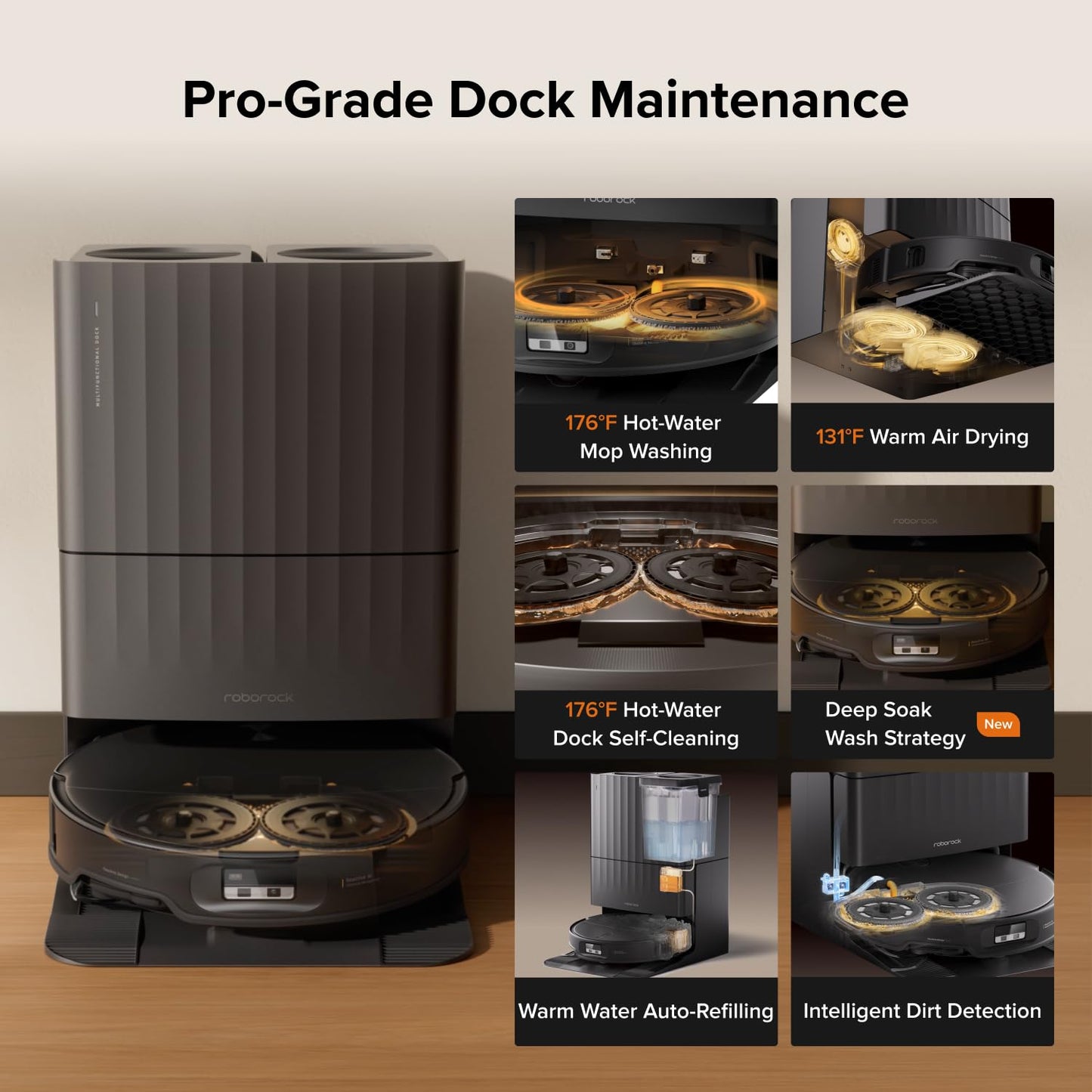 roborock Qrevo Edge 2 Robot Vacuum and Mop, 25,000Pa, 3.14'' Ultra-Slim, Zero-Tangle, AI Object Recognition, 176℉ Hot Water Mop Washing & Auto-Drying, Carpet & Pet Hair, FlexiArm Edge Cleaning