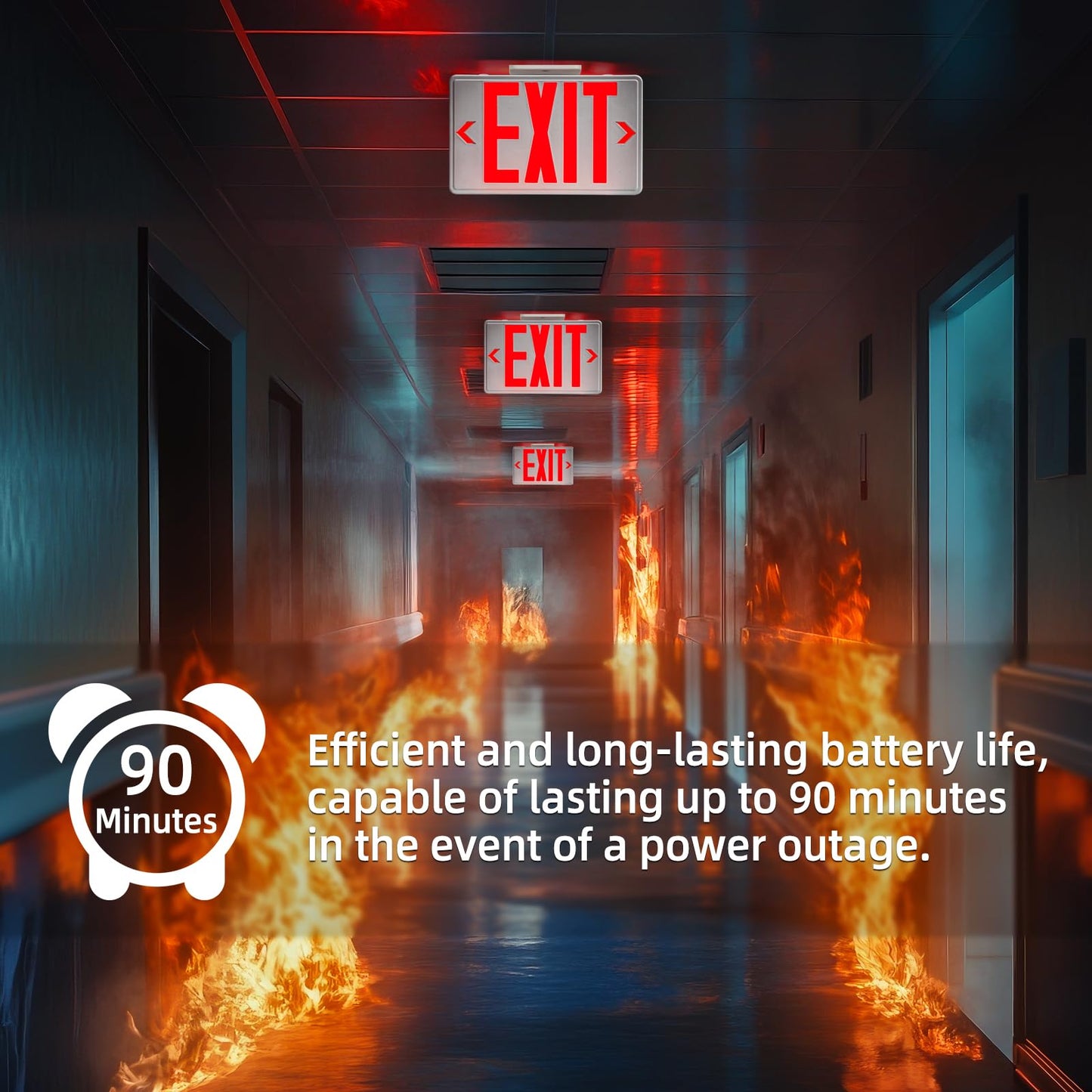 ENJVVS Exit Sign with Battery Backup,Commercial Exit Signs, Red Emergency Exit Light,Combo for Business,Dual-Sided, UL Certified, 120V/277V AC,4 Pack