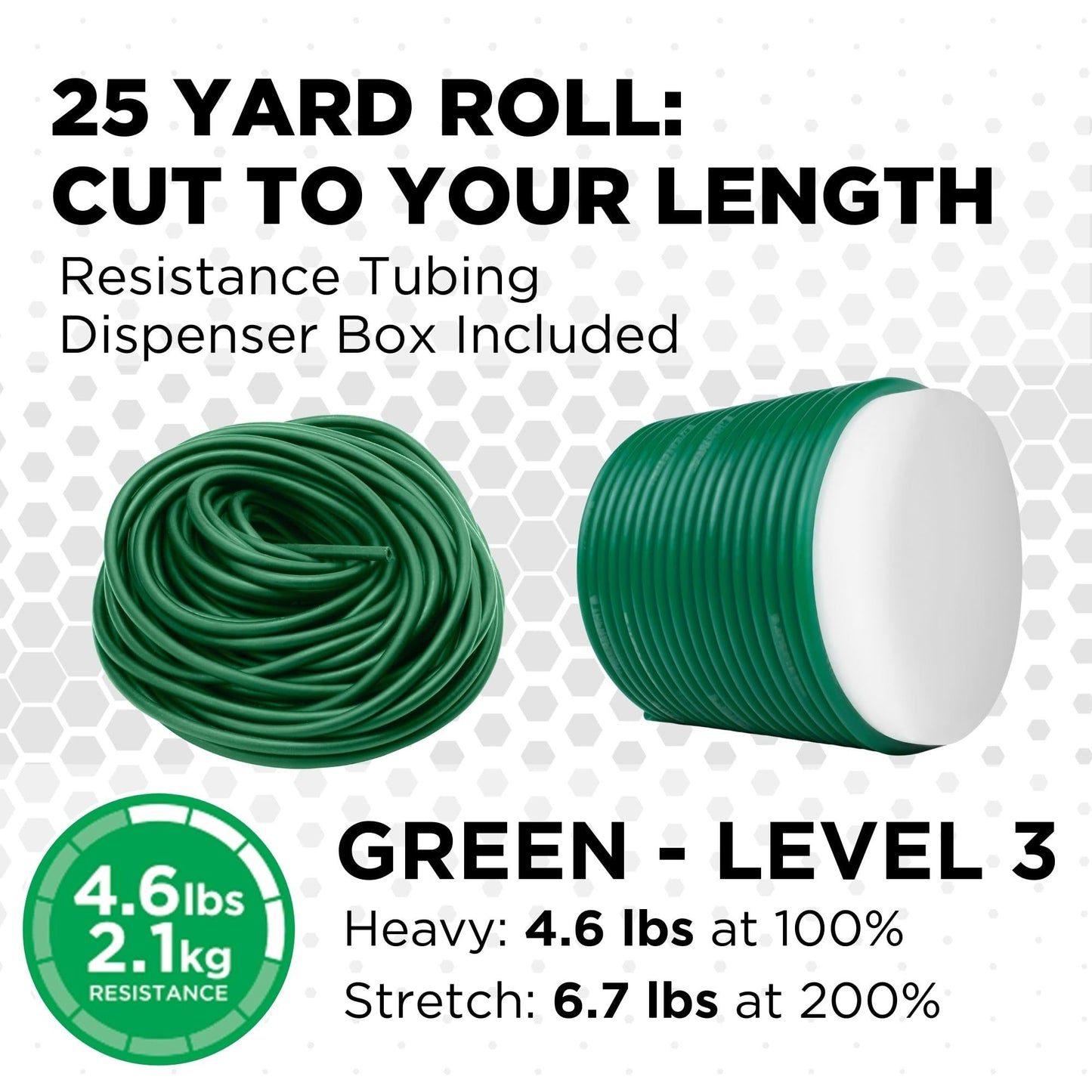 THERABAND Latex Resistance Tubing, Green, Heavy, Level 3, 25 ft Roll, Professional Grade for Upper and Lower Body Workouts, Cut-to-Length, Color-Coded Resistance Levels