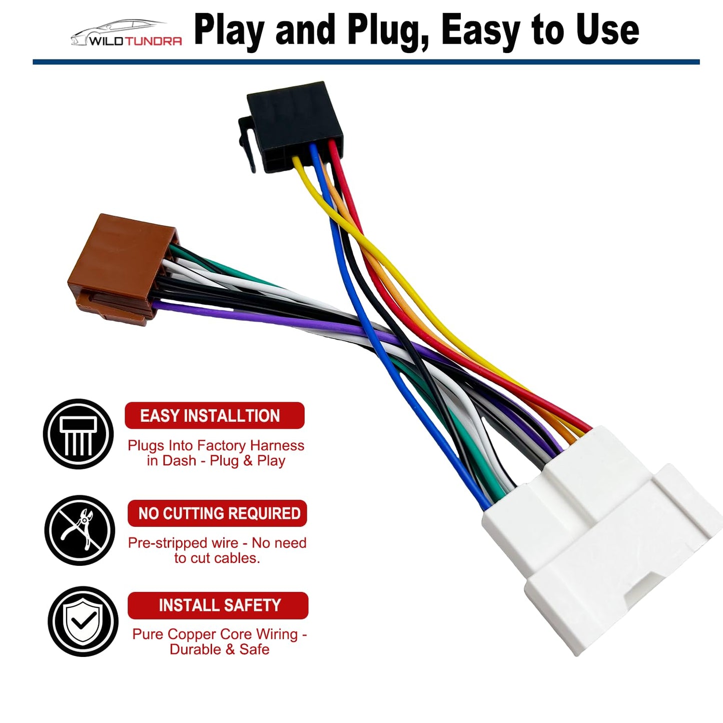 16Pin 2001-2006, 2002-2006 8Pin+8Pin Aftermarket Wiring Harness for Hyundai Kia - Android Car Stereo Adapter
