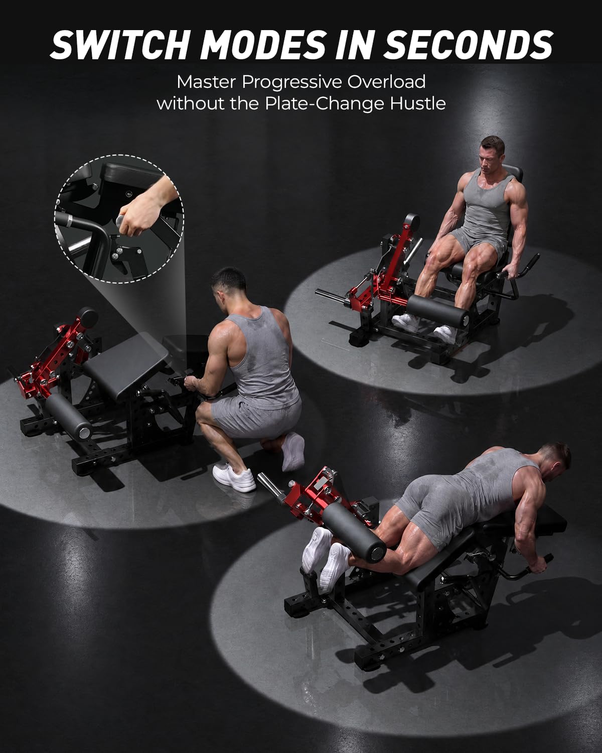 GMWD Leg Extension and Curl Machine LE08 2.0, Adjustable Leg Curl Machine with Plate Loaded, Seated Leg Extension and Lying Curl Machine for Home Gym, Leg Workout Equipment