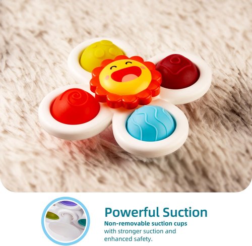 LiKee Fidget Rotating Sensory Bath Toys - Strong Suction Cups for Baby | Perfect for Travel & Christmas Stocking Stuffers