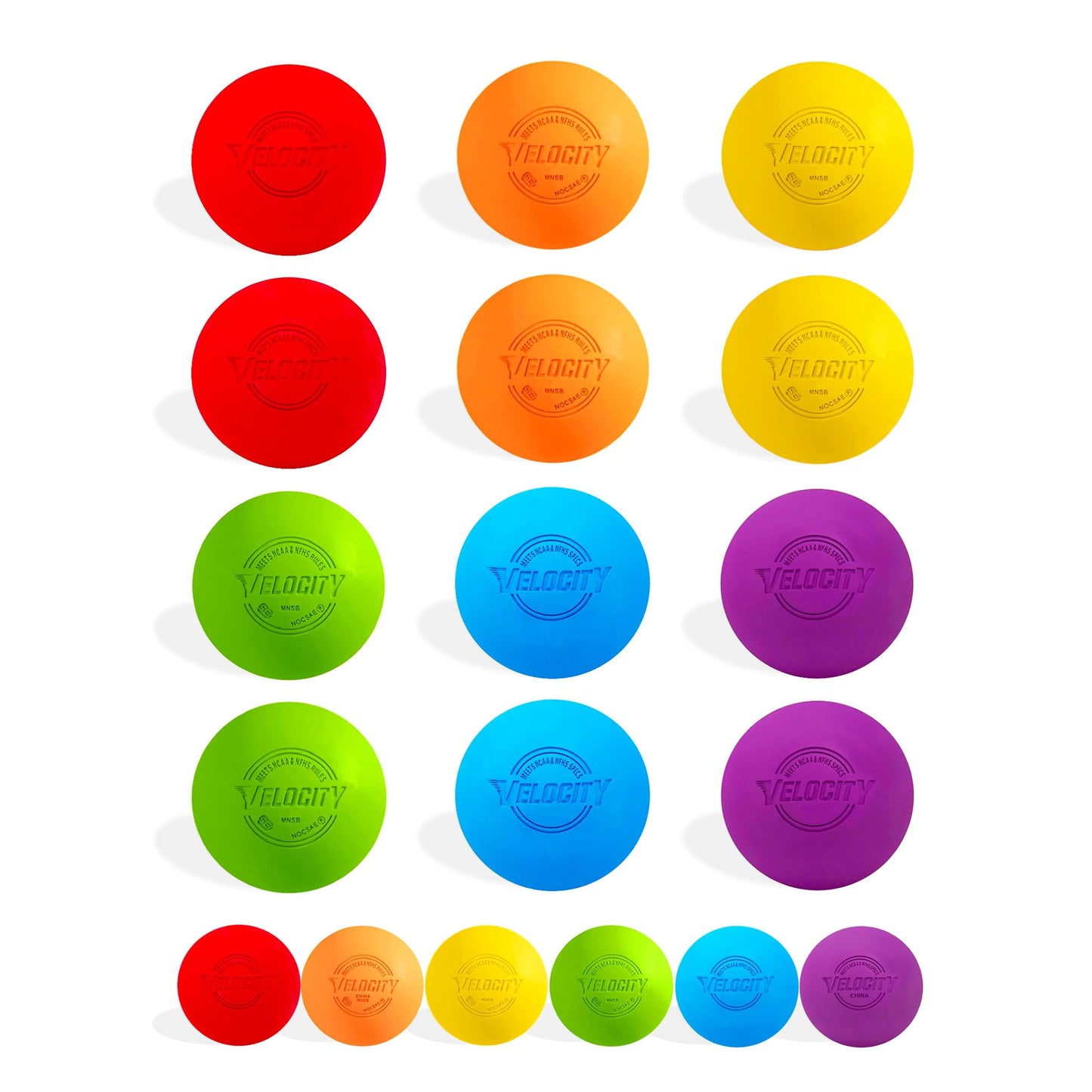 Velocity Practice Lacrosse Balls - 60 Pack - Official Size and Weight - Multi Color