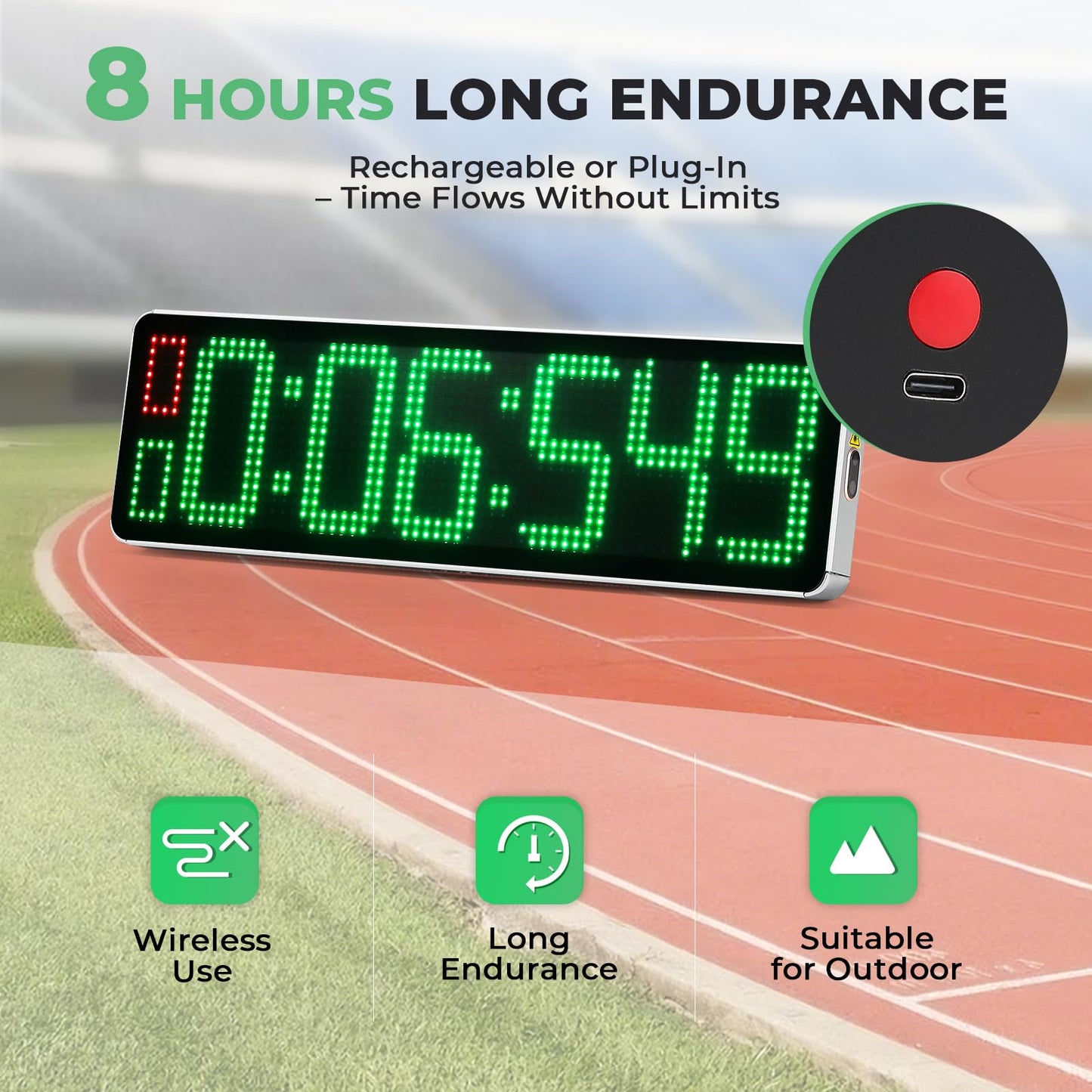 Flyrivergo Powered Wireless Laser Timer for Sprints with High Stand, Laser Sprint Timer System, Race Clock with Tripod for Speed Training/Lap/Track Field/Football/Bike/Motorcycle