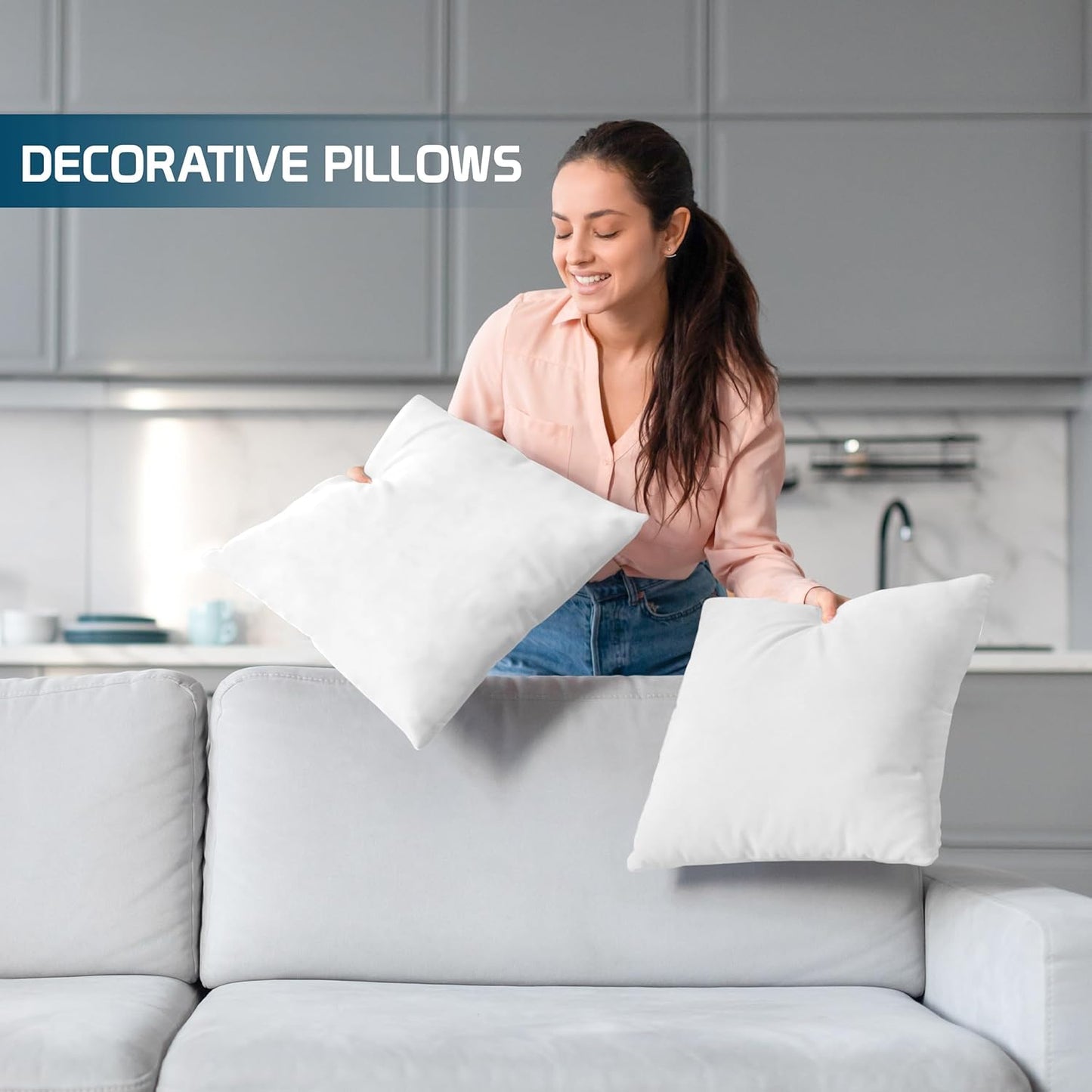 Utopia Bedding Throw Pillows - Fluffy Down Alternative Set of 4 | 16 x 16 Inches, White Decorative Pillows for Home