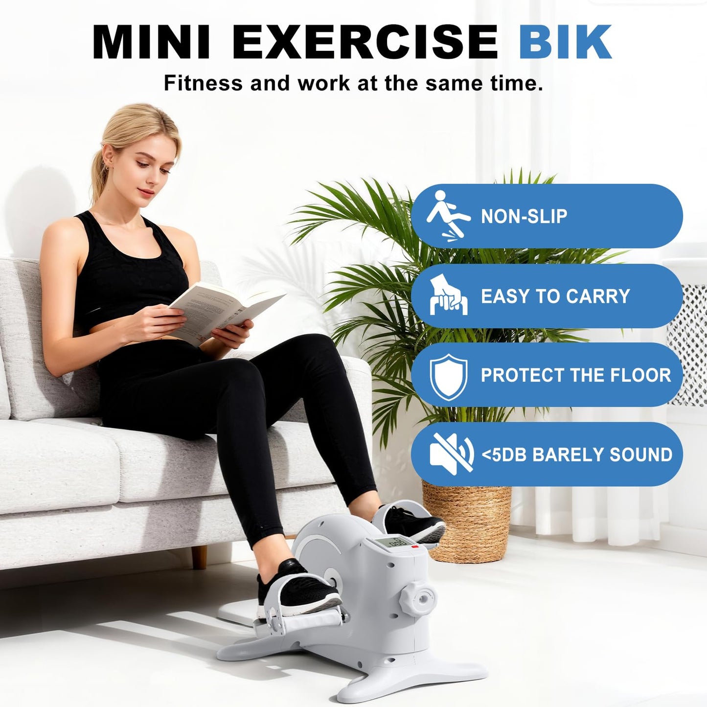 OSCILLATING SLIM Mini Exercise Bike & Under Desk Elliptical,Under Desk Bike Pedal Exerciser, for Seniors Arms & Legs Workout with LCD Display,Gifts for Women Men
