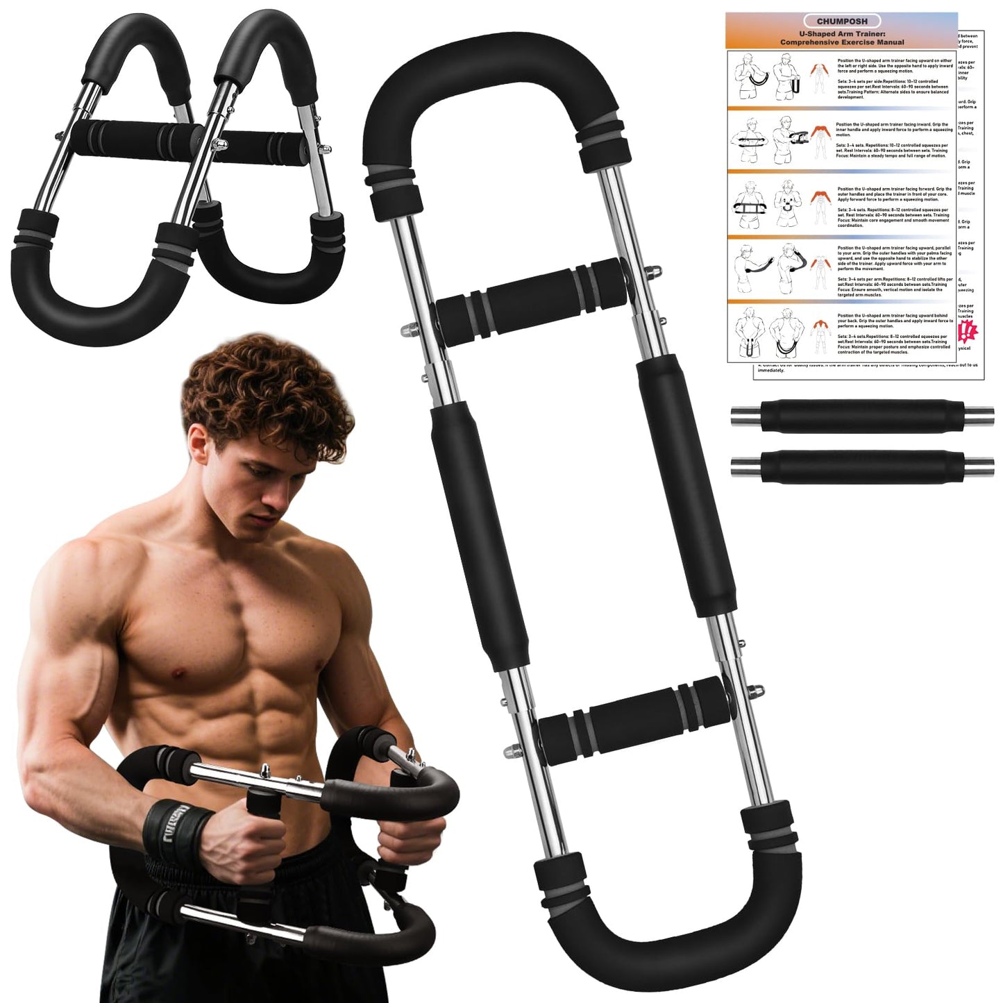 Twister Arm Trainer, 20-60lbs Adjustable Resistance Arm Trainer for Men&Women, Chest Workout Equipment Exercise Equipment for Home, Build Chest Clip Muscle Arm Strength Portable Workout Equipment