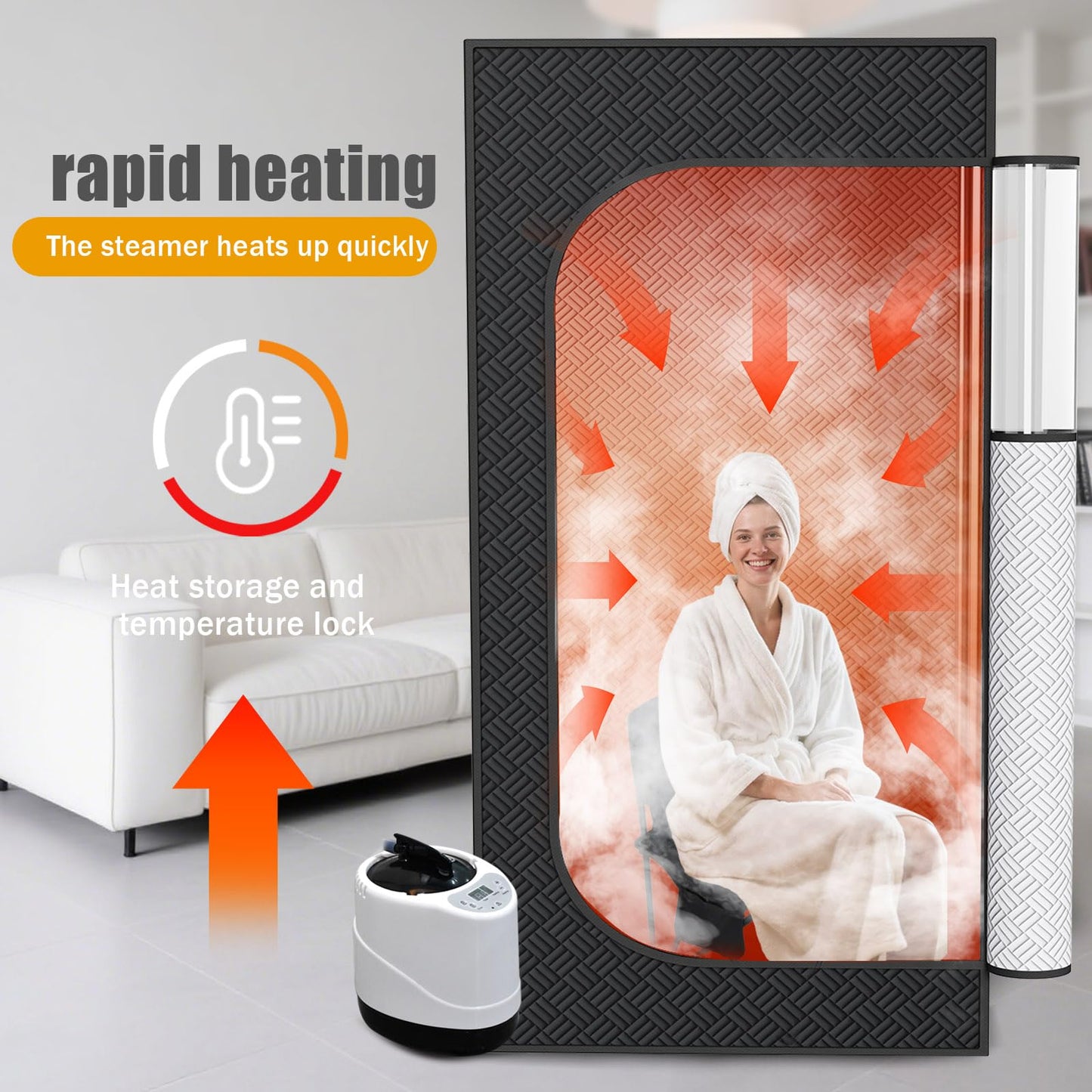 Nirvix Sauna Box, Portable Steam Sauna for Home with 1000W 3L Steamer, 9-Level Temperature Control & Remote, with Foldable Chair, for Relaxation, Detox & Indoor/Outdoor Use (2.6' x 2.6' x 5.9')