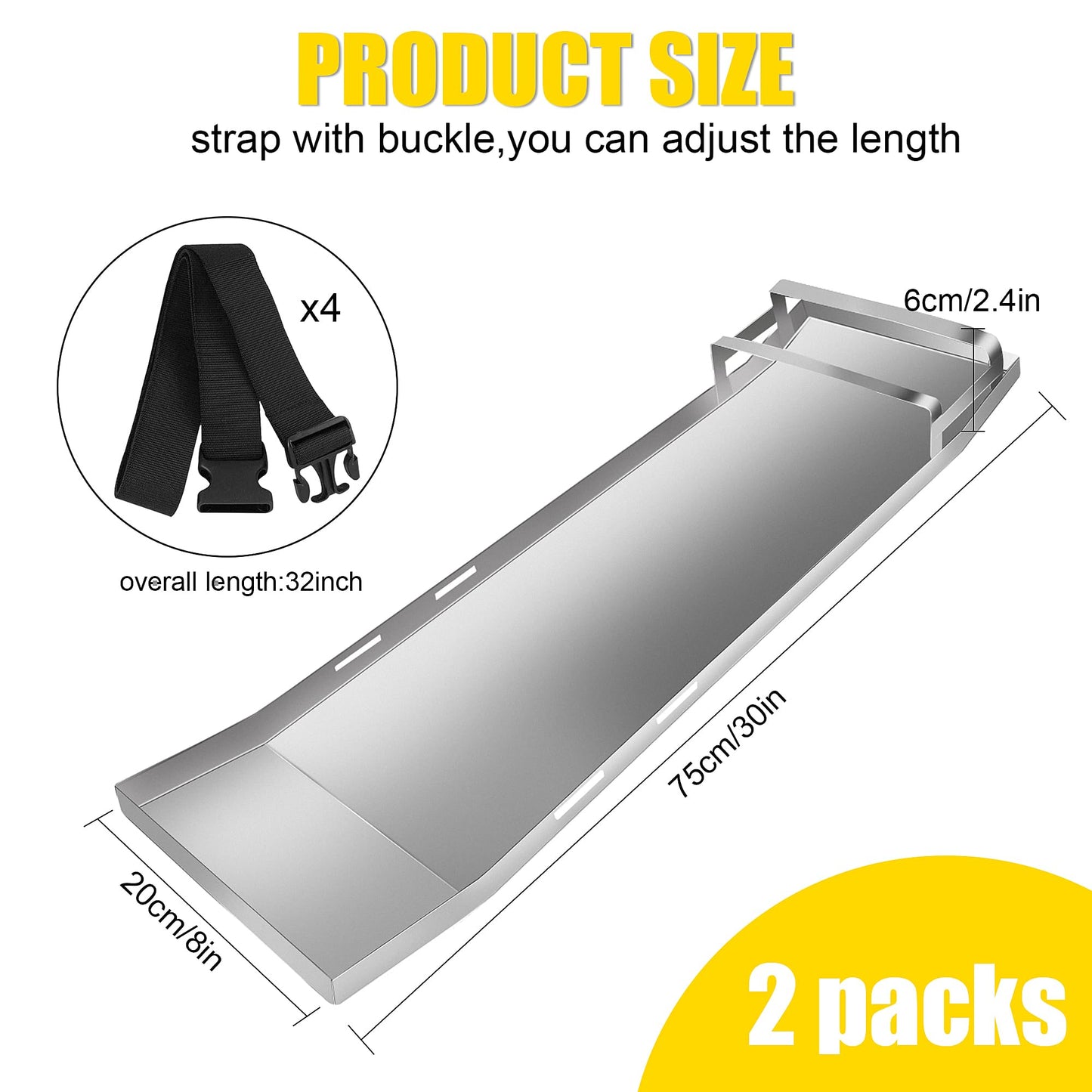 Xxzhiho Concrete Boards,30'' x 8'' Concrete Sliders Pair Moving Sliders,Stainless Steel Knee Boards for Concrete Work,Concrete Knee Boards Slider with Board Straps for Concrete Finishing
