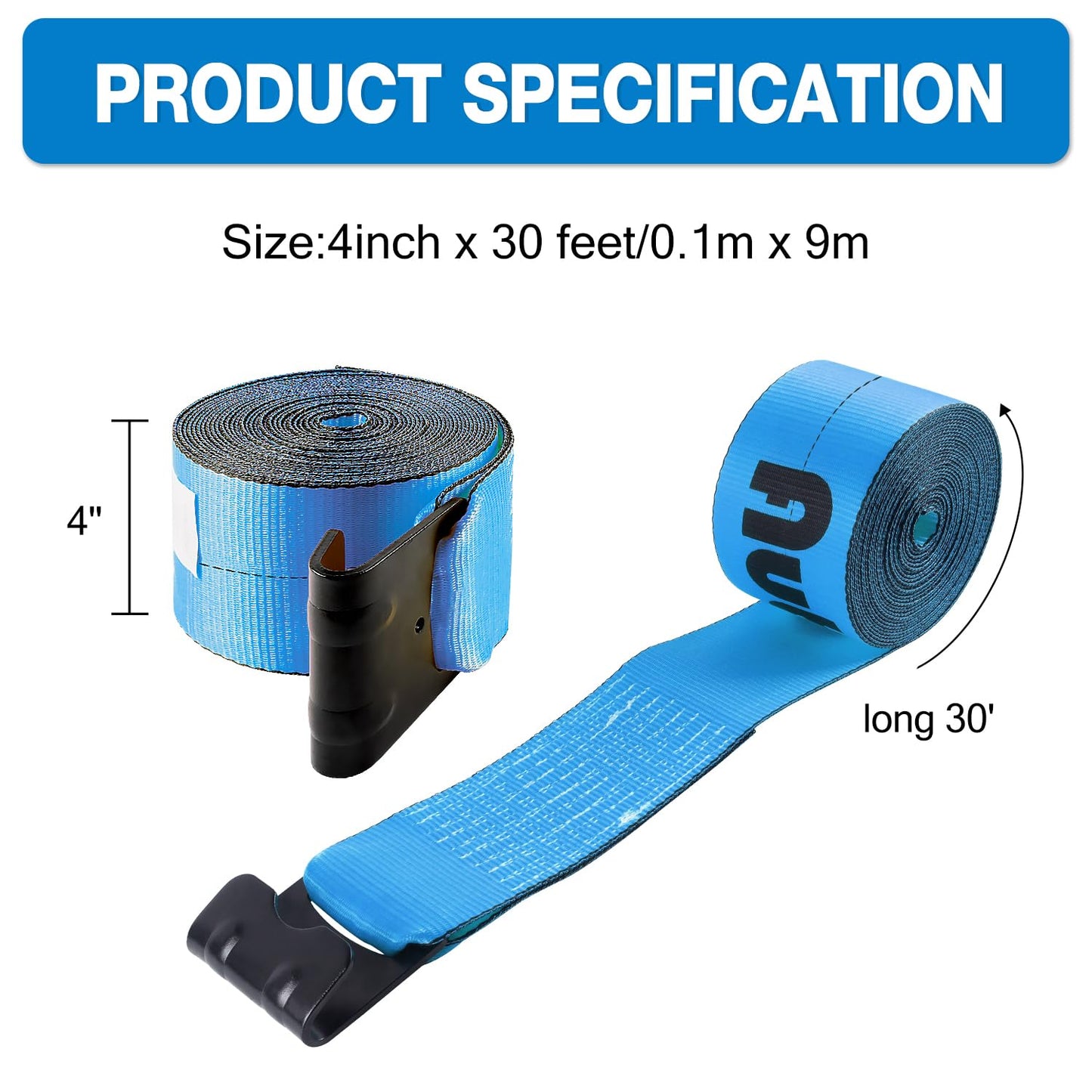 Autofonder 4 Pack 2in x 27ft Flat Hook Ratchet Straps and 10 Pack 4in x 30ft Straps Flatbed 5400lbs