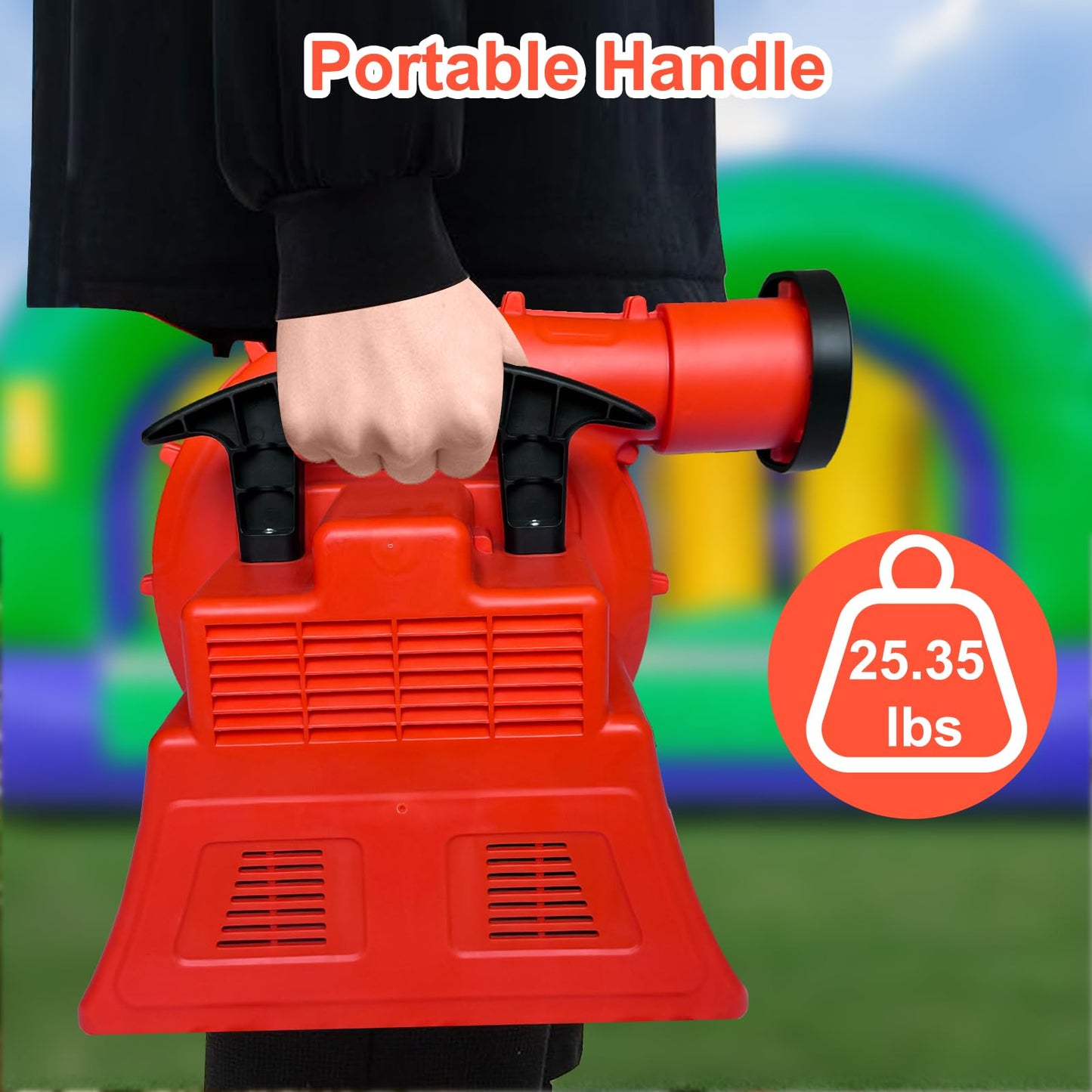 GONFLABLE 1500W 2HP High Power Bounce House Blower, Portable Fan Pump Air Blower Commercial for Large Inflatables, Bubble House, Water Slides, Castle, Jump Slides, Holiday Decorations