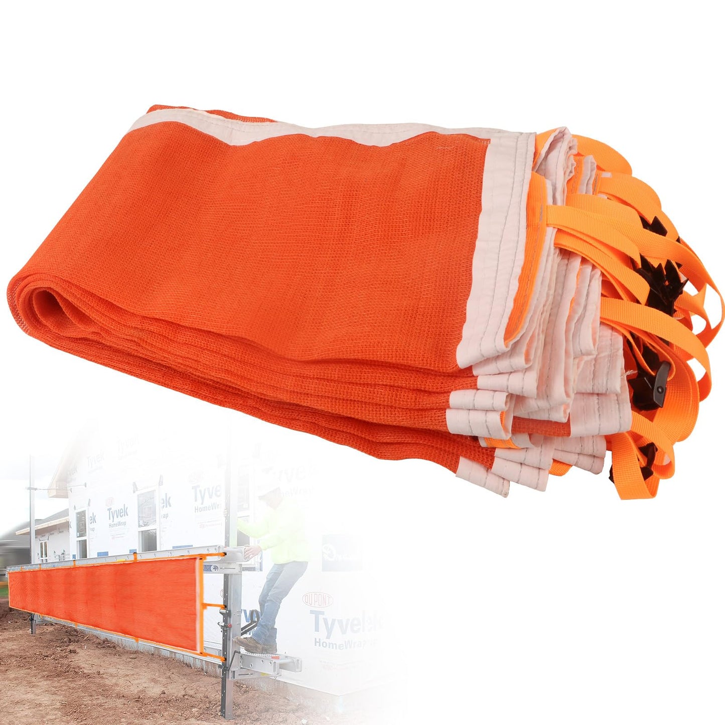 Superior Pump Jack Safety NET, Fire Retardant Construction Safety Debris Netting, 20 ft Industrial-Strength Scaffold Railing Net Enclosure, Workplace Safety Protection, Visibility Barrier