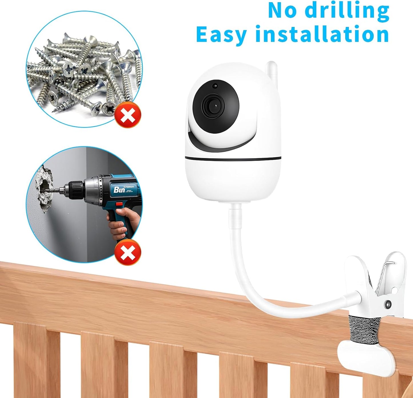 Mirexion Flexible Baby Monitor Clip Mount: Compatible with HelloBaby/VTech/Owlet Baby Monitor, Baby Camera Holder