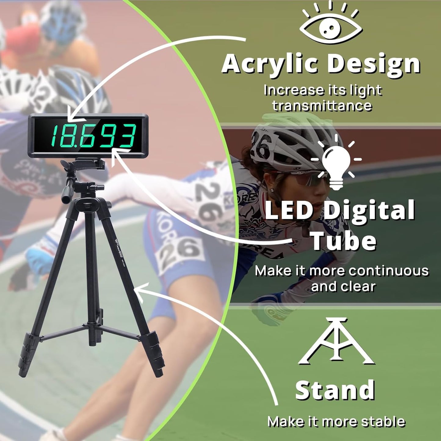 YZ Laser Timer for Sprints, Laser Sprint System, Track Laser Timer Stopwatch, Lap/Speed Training/Track Field/Running/Football(High Stand)