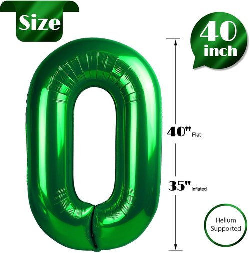Green Number Balloons by [Brand Name] - 40 Inch 0 Balloon for Birthday & St. Patrick's Day Decor