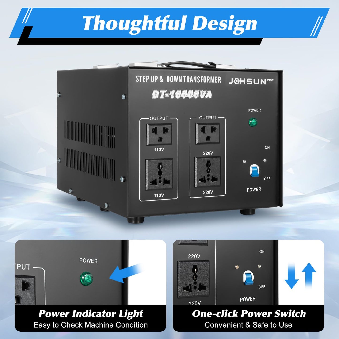 Futchoy ST-10000 Heavy Duty Voltage Transformer Voltage Converter 110V to 220V Step Up/Down Transformer Voltage Converter