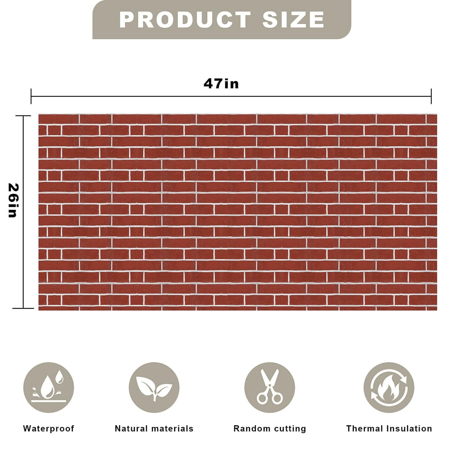3D Wall Panels - 4PCS 47.2"x26" Faux Stone Wall Covering - MCM Modified Clay Material for Home Art, Accent Brick, Modern Exterior/Interior Decoration, Covering 34 sq.ft Slate Red Brick