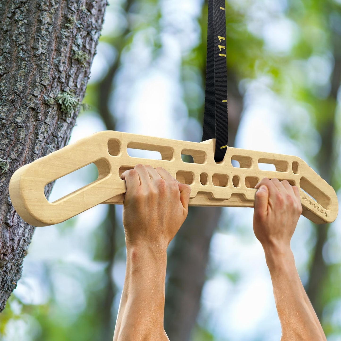 POWER GUIDANCE Wooden Hangboard Portable Rock Climbing Hangboard with Suspension Training Function, Enhance Finger Grip Strength, Indoor and Outdoor Use