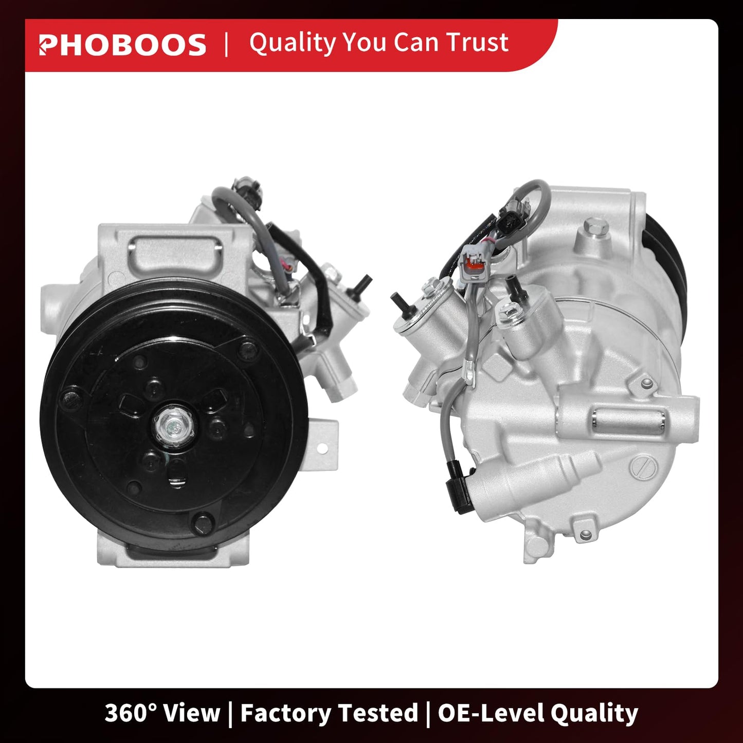 PHOBOOS A/C Compressor with Clutch Compatible with Infiniti Q50 3.0L 2016-2021, Q50 3.7L 2014-2015, Q60 3.0L 2017-2020, Fast Cooling, Low Noise, Easy Installation, Ref.CO-29197C