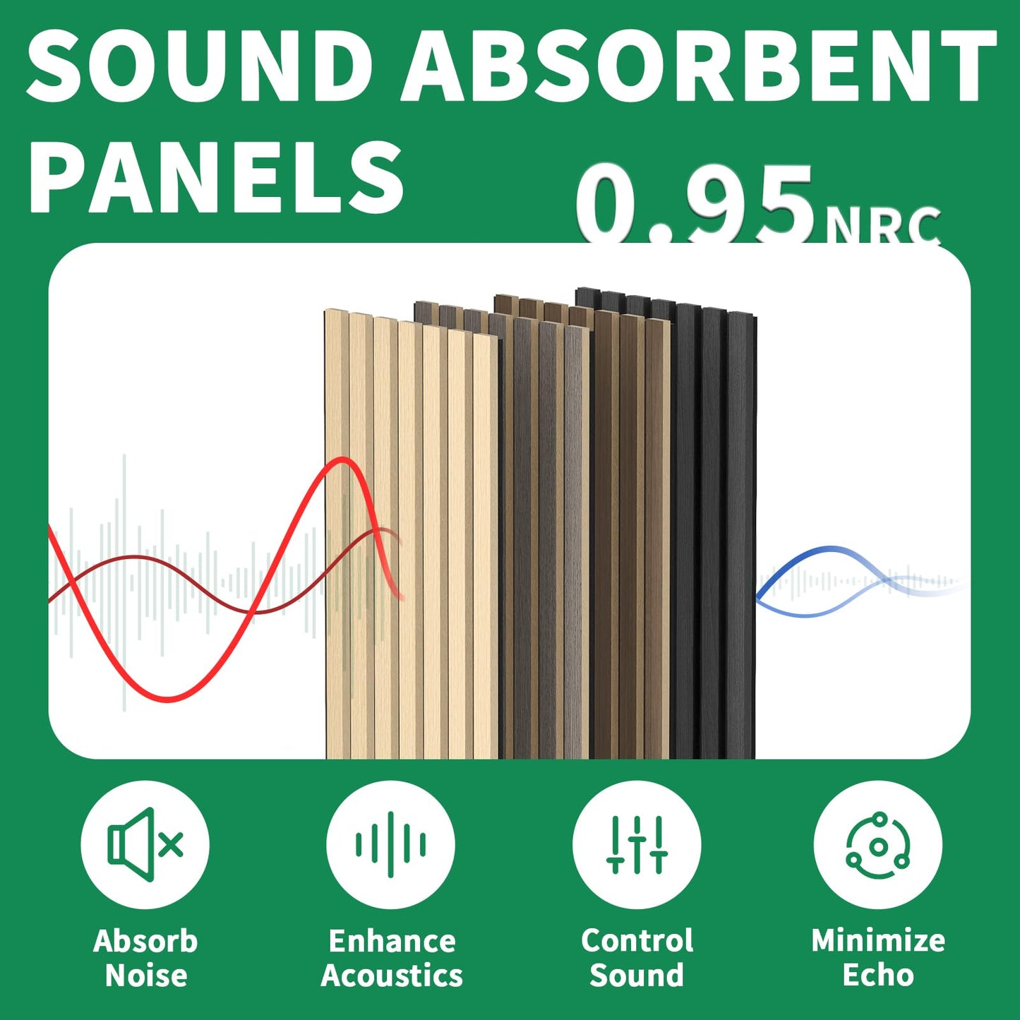 Wood Wall Panels 24" x 12" Acoustic Wood Slat Wall Panel, 20-Pack(40ft²) Soundproof Wood Slat Panel for Noise Cancelling and Interior Wall Decoration, Living Room, Bedroom, Office, Grey