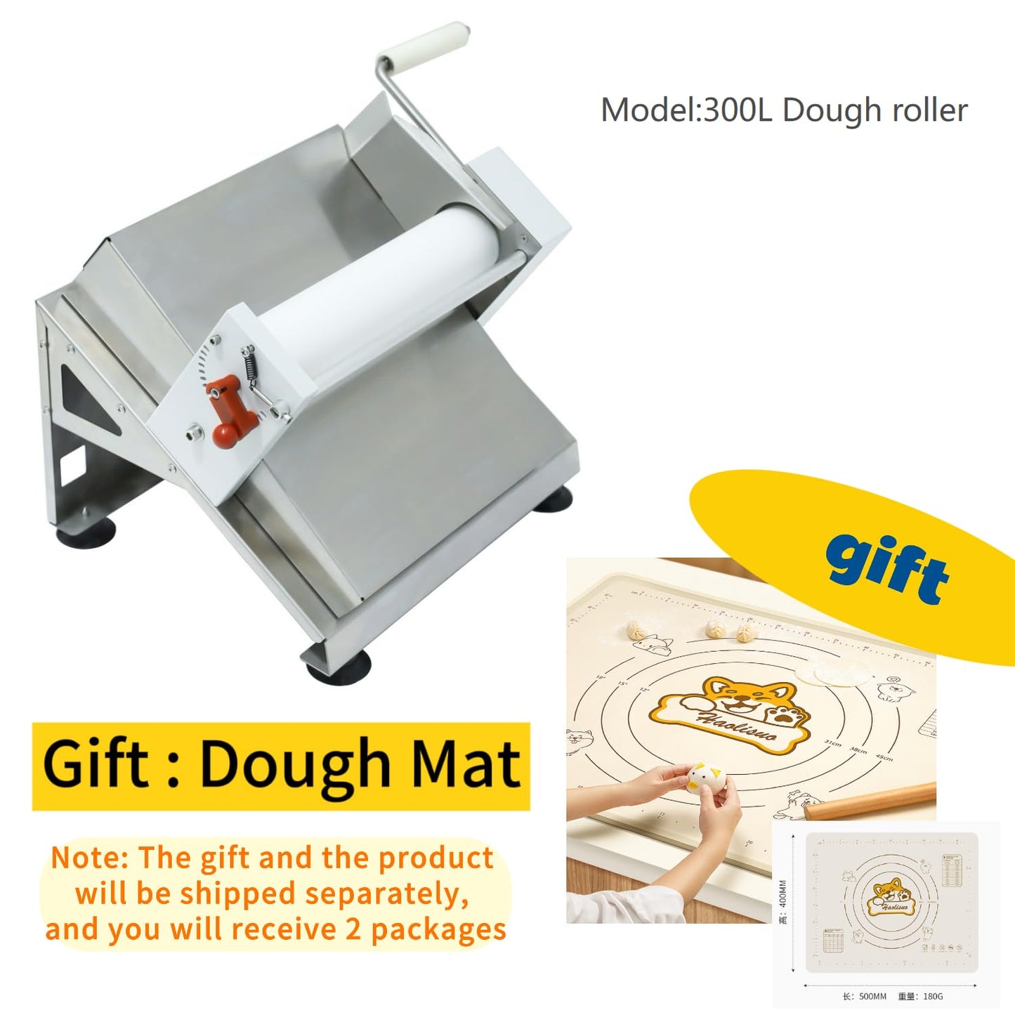 Chef Prosentials Manual Fondant Dough Sheeter, 12 inch Pastry Dough Roller, Croissant Baking Presser
